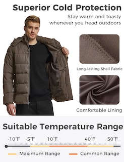 Foto 4 | Ropa De Abrigo Aislante Para Hombre Coat Wantdo, Gruesa Y Acolchada, Color Marrón - Venta Internacional.