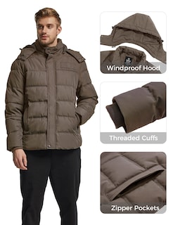 Foto 6 | Ropa De Abrigo Aislante Para Hombre Coat Wantdo, Gruesa Y Acolchada, Color Marrón - Venta Internacional.