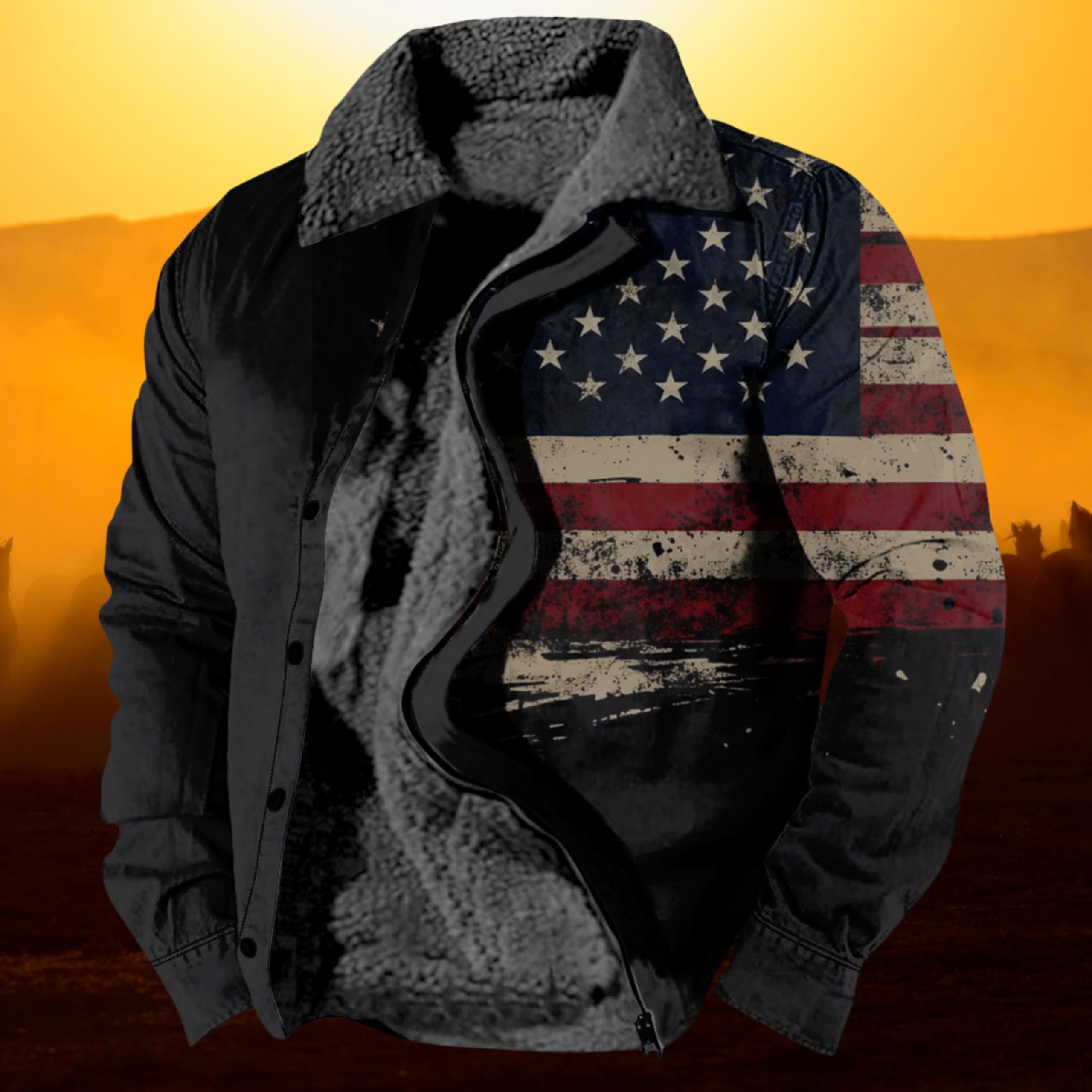 Foto 5 pulgar | Chaqueta Zocavia Western Aztec Fleece Para Hombre Otoño-invierno 4xl - Venta Internacional.