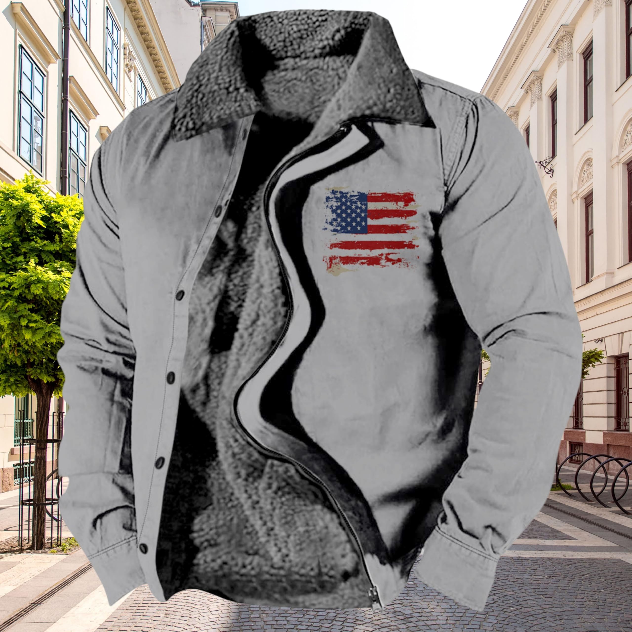 Foto 3 pulgar | Chaqueta Zocavia Western Aztec Fleece Para Hombre Otoño-invierno Gris S - Venta Internacional.