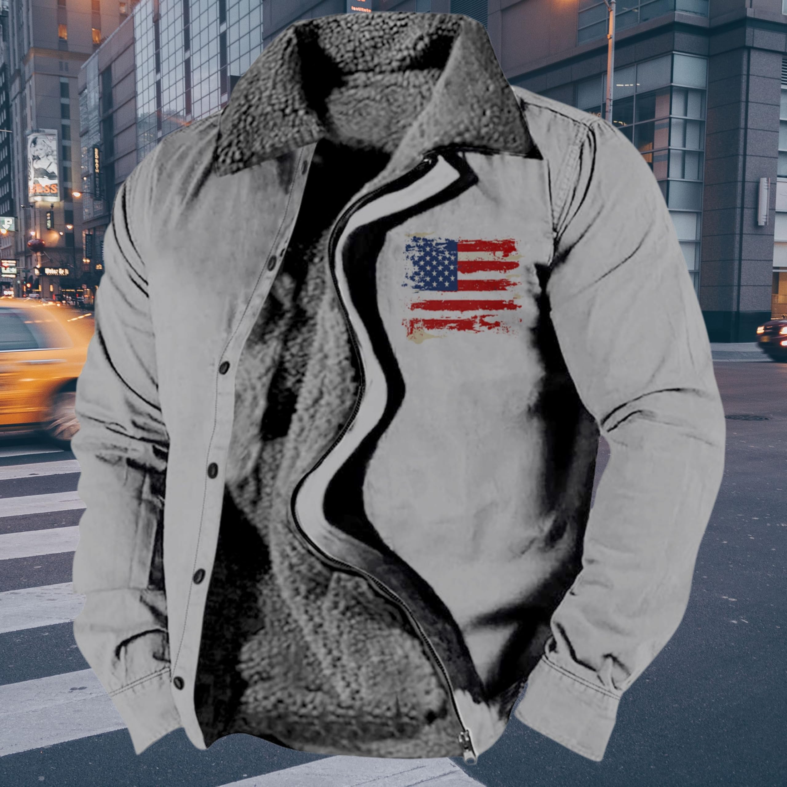 Foto 4 pulgar | Chaqueta Zocavia Western Aztec Fleece Para Hombre Otoño-invierno Gris S - Venta Internacional.