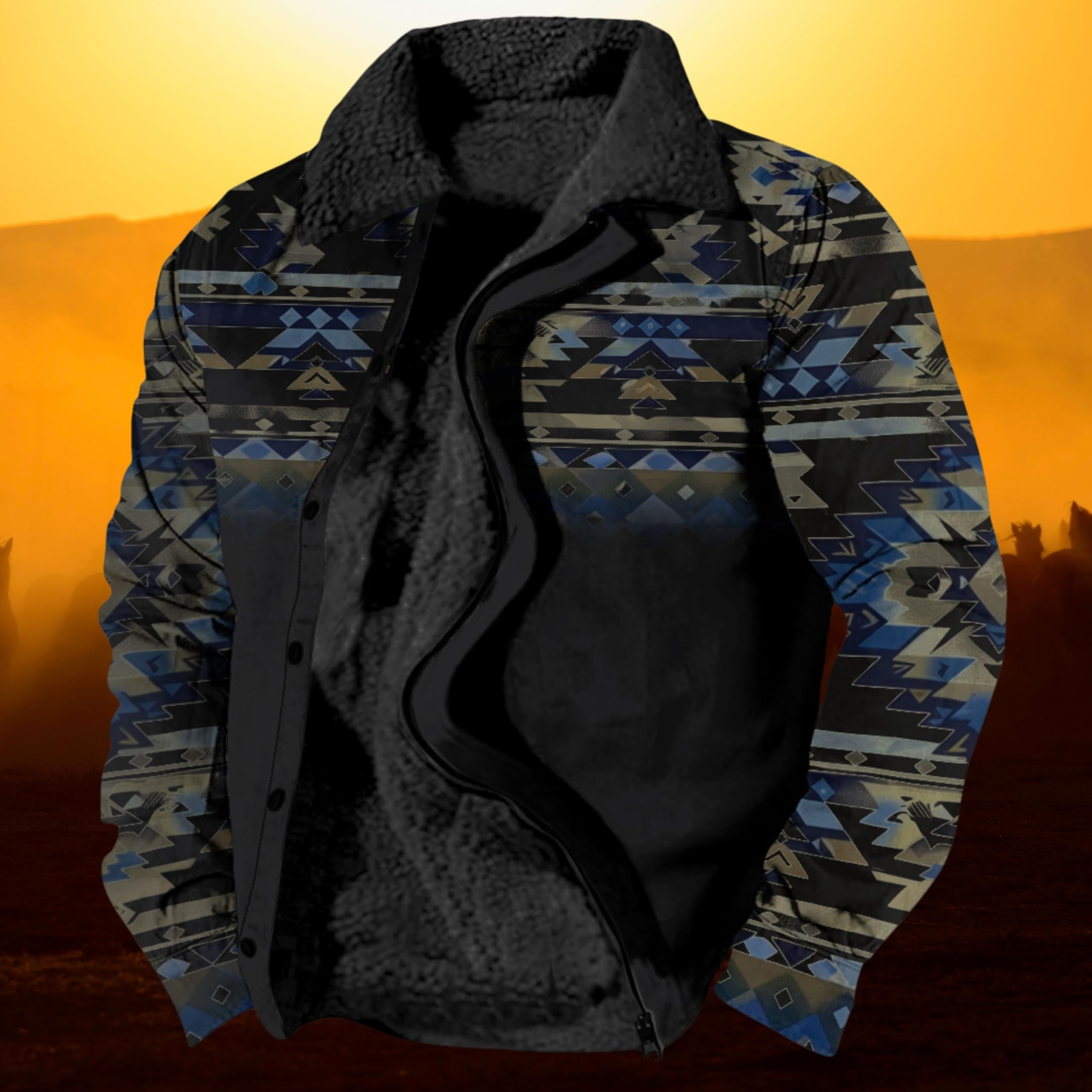 Foto 4 | Chaqueta Zocavia Western Aztec Fleece Para Hombre Otoño-invierno - Venta Internacional.