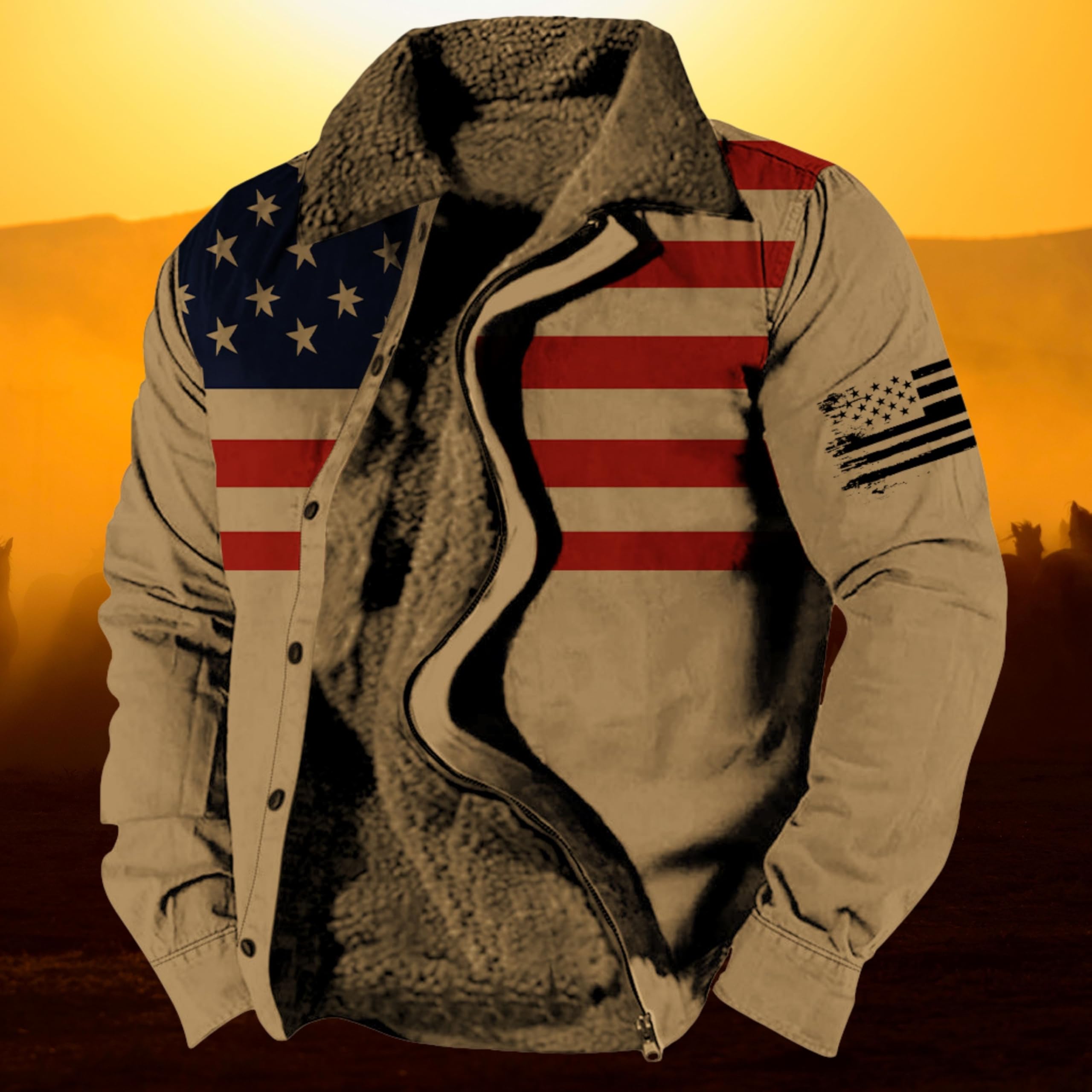 Foto 4 | Chaqueta Zocavia Western Aztec Fleece Para Hombre, Color Marrón, Talla 3xl - Venta Internacional.