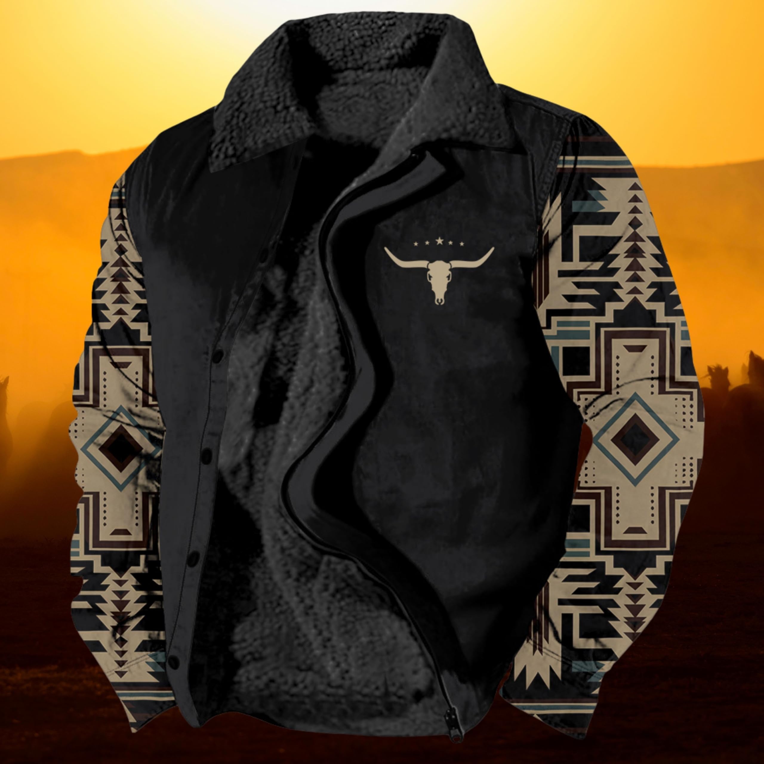 Foto 5 pulgar | Chaqueta Zocavia Western Aztec Fleece Para Hombre Otoño-invierno 3xl - Venta Internacional.