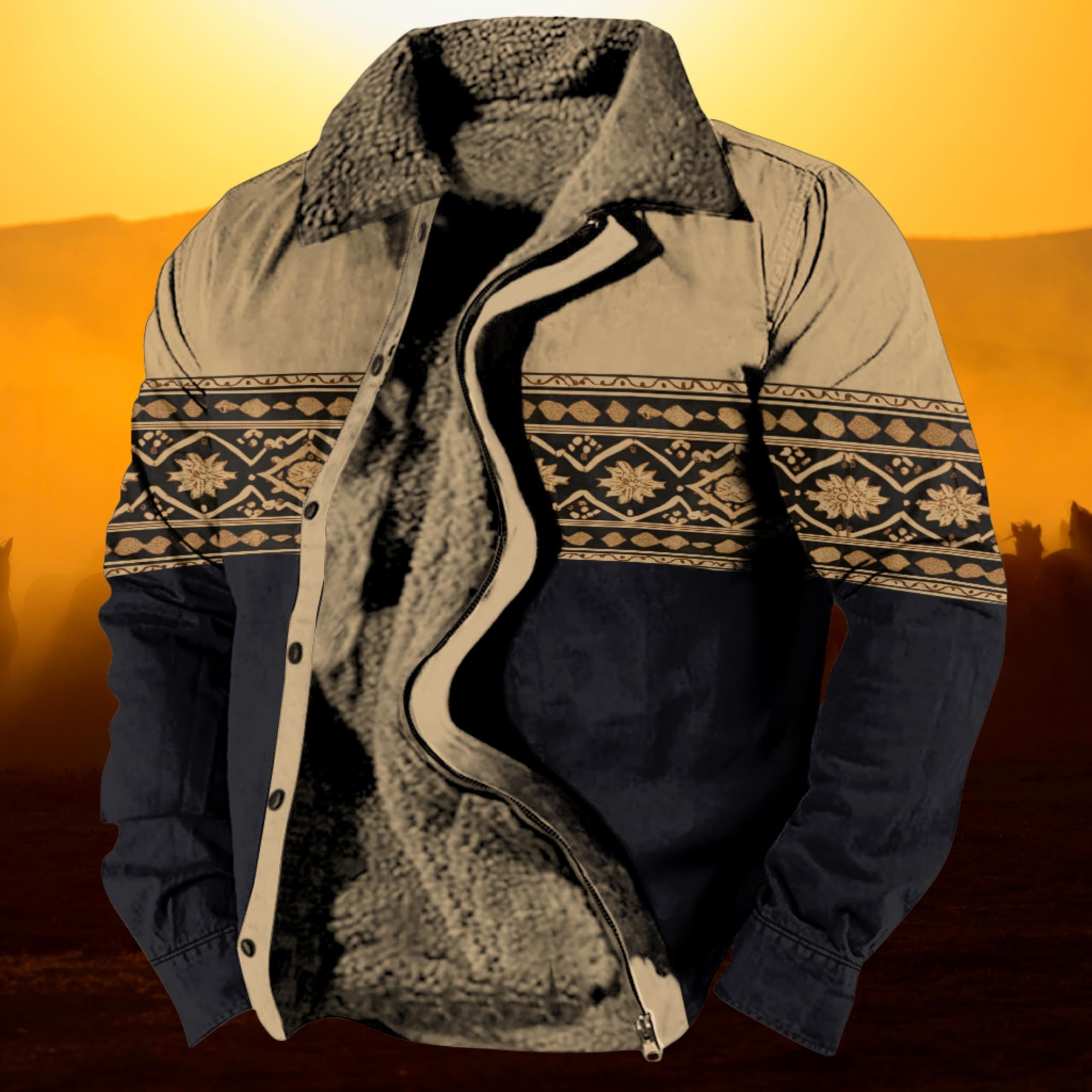 Foto 5 pulgar | Chaqueta Zocavia Western Aztec Fleece Para Hombre Otoño-invierno 4xl - Venta Internacional.