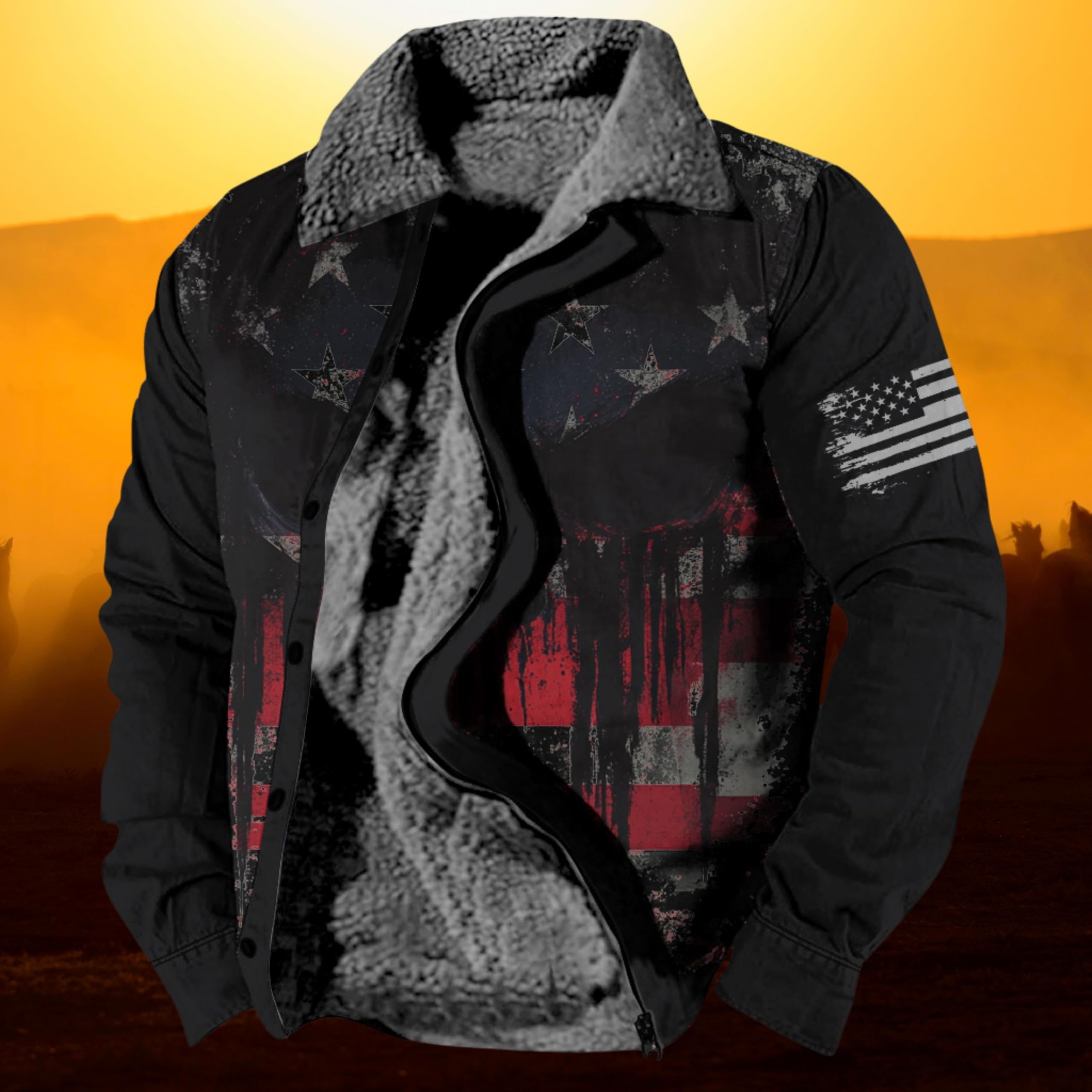 Foto 4 | Chaqueta Zocavia Western Aztec Fleece Para Hombre Otoño-invierno S - Venta Internacional.