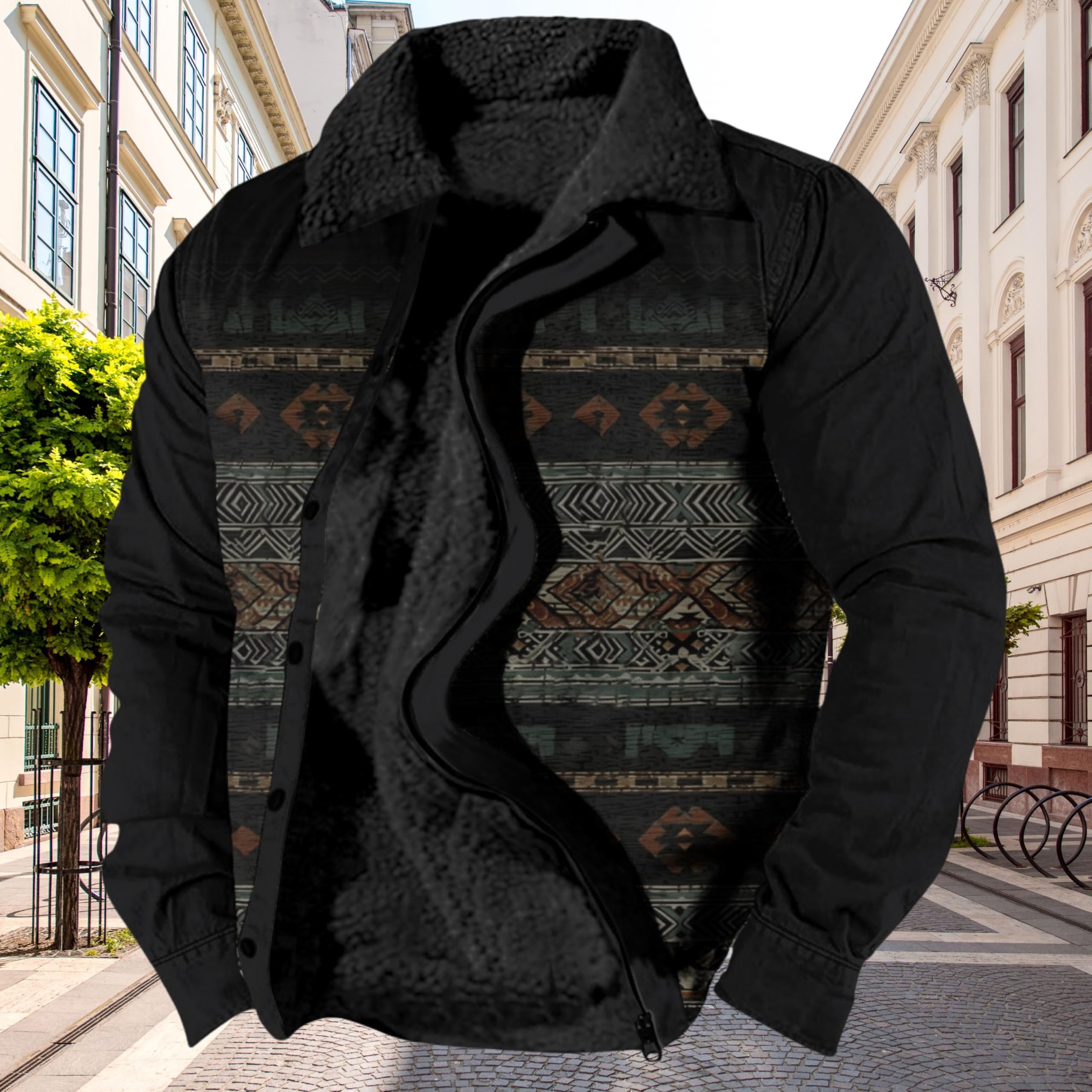 Foto 3 pulgar | Chaqueta Zocavia Western Aztec Fleece Para Hombre Negra 3xl - Venta Internacional.