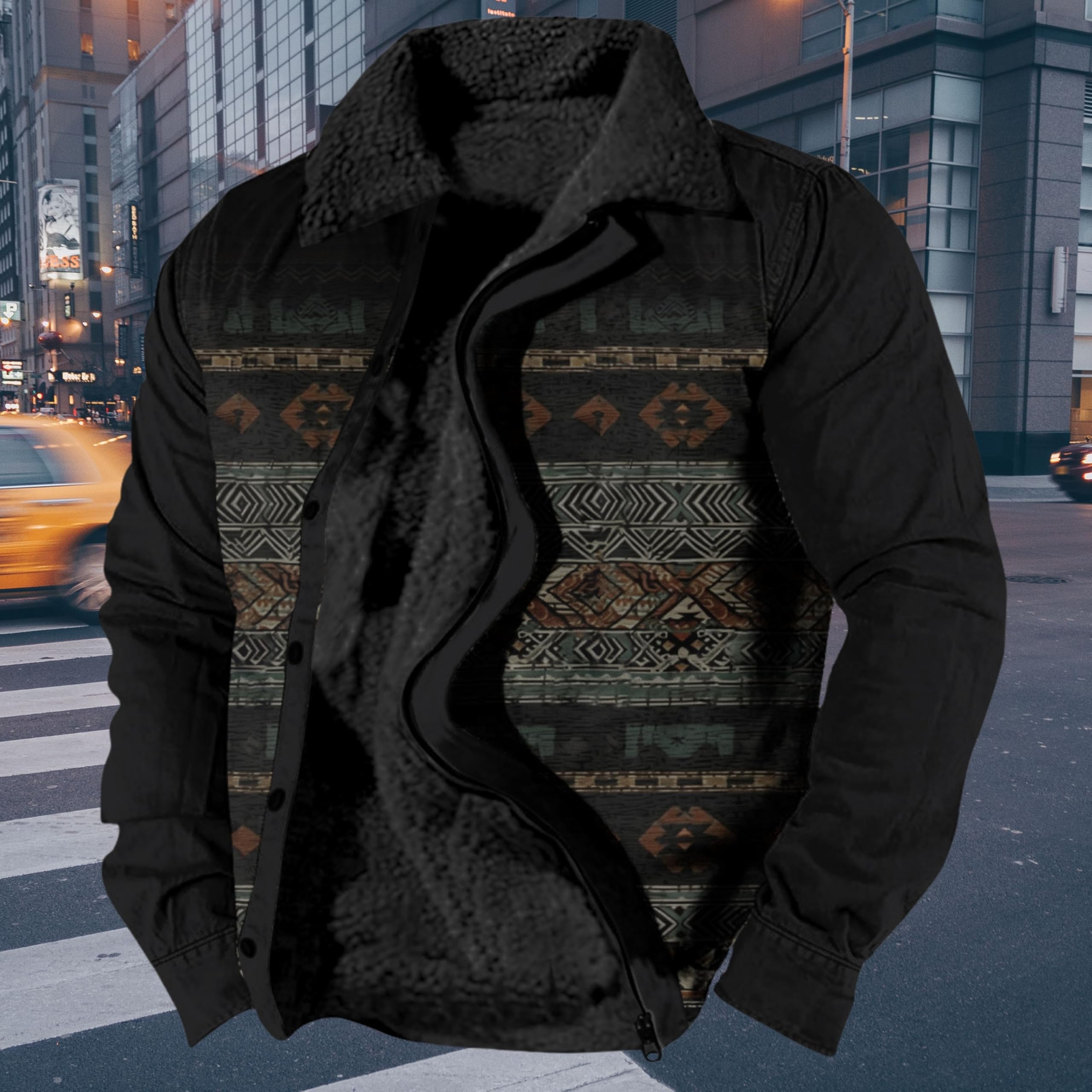 Foto 4 pulgar | Chaqueta Zocavia Western Aztec Fleece Para Hombre Negra 3xl - Venta Internacional.