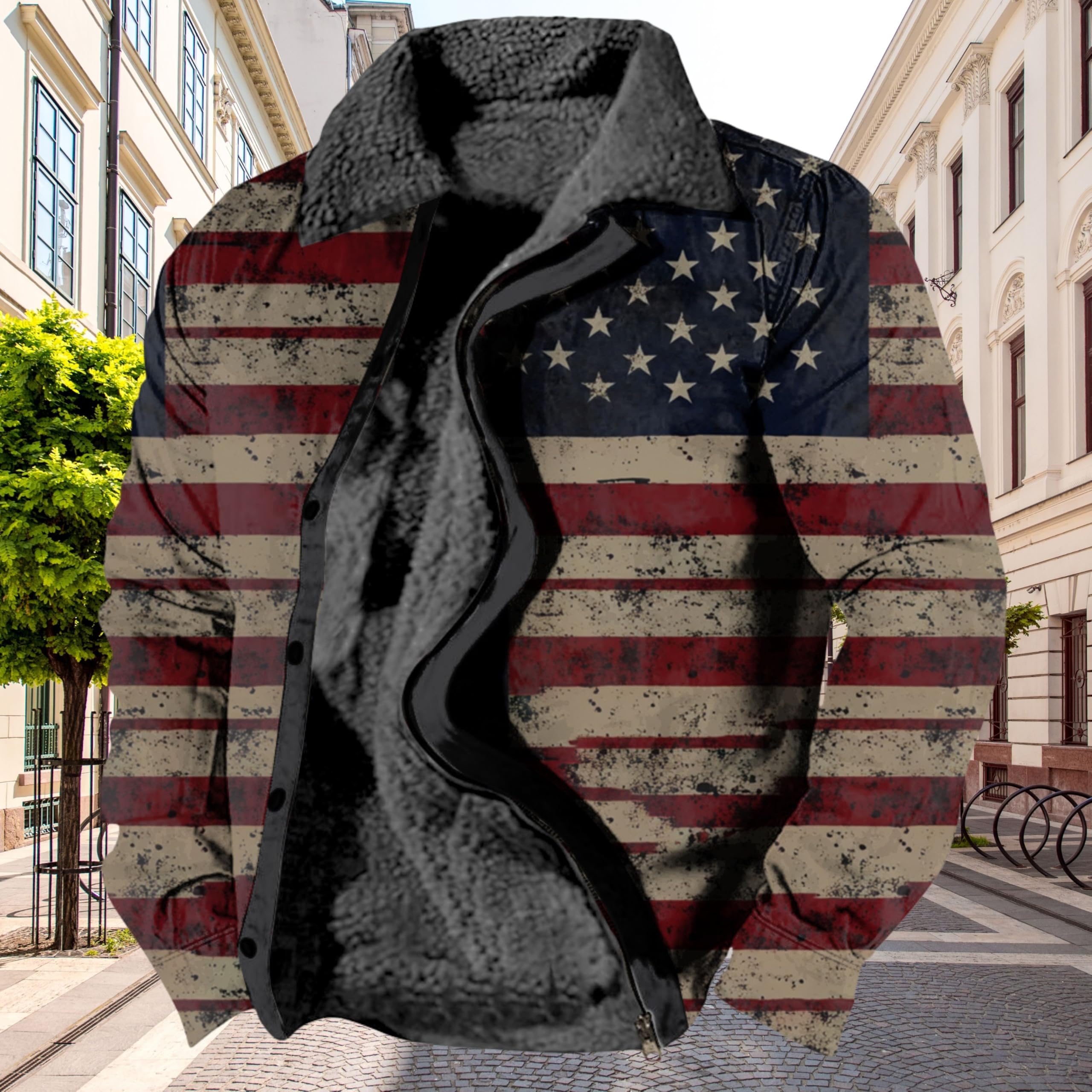 Foto 2 | Chaqueta Zocavia Western Aztec Fleece Para Hombre, Otoño-invierno, Color Rojo, Talla M - Venta Internacional.