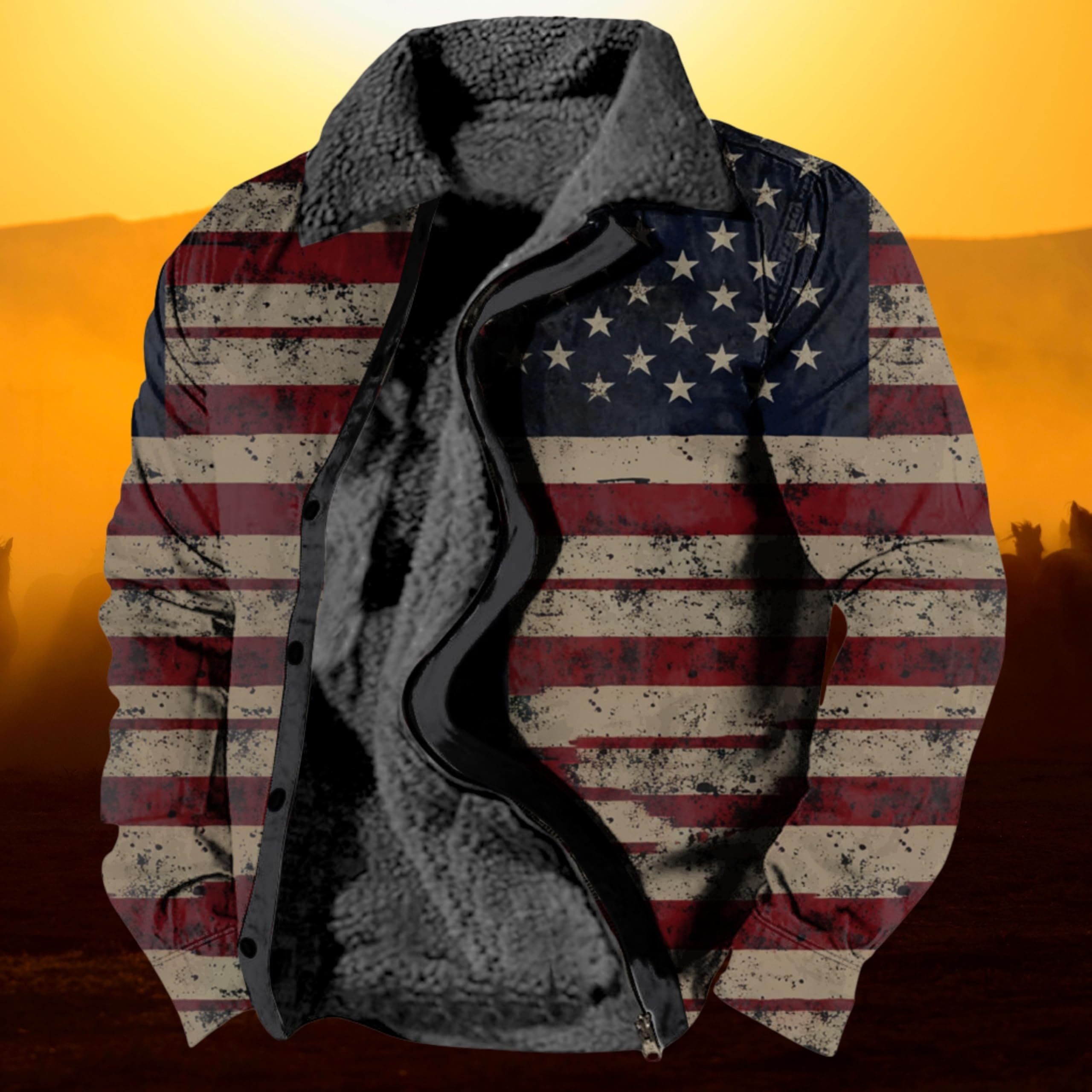 Foto 5 pulgar | Chaqueta Zocavia Western Aztec Fleece Para Hombre, Otoño-invierno, Color Rojo, Talla M - Venta Internacional.