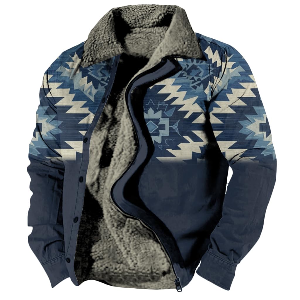 Foto 2 pulgar | Chaqueta Zocavia Western Aztec Fleece Para Hombre Otoño-invierno 4xl - Venta Internacional.