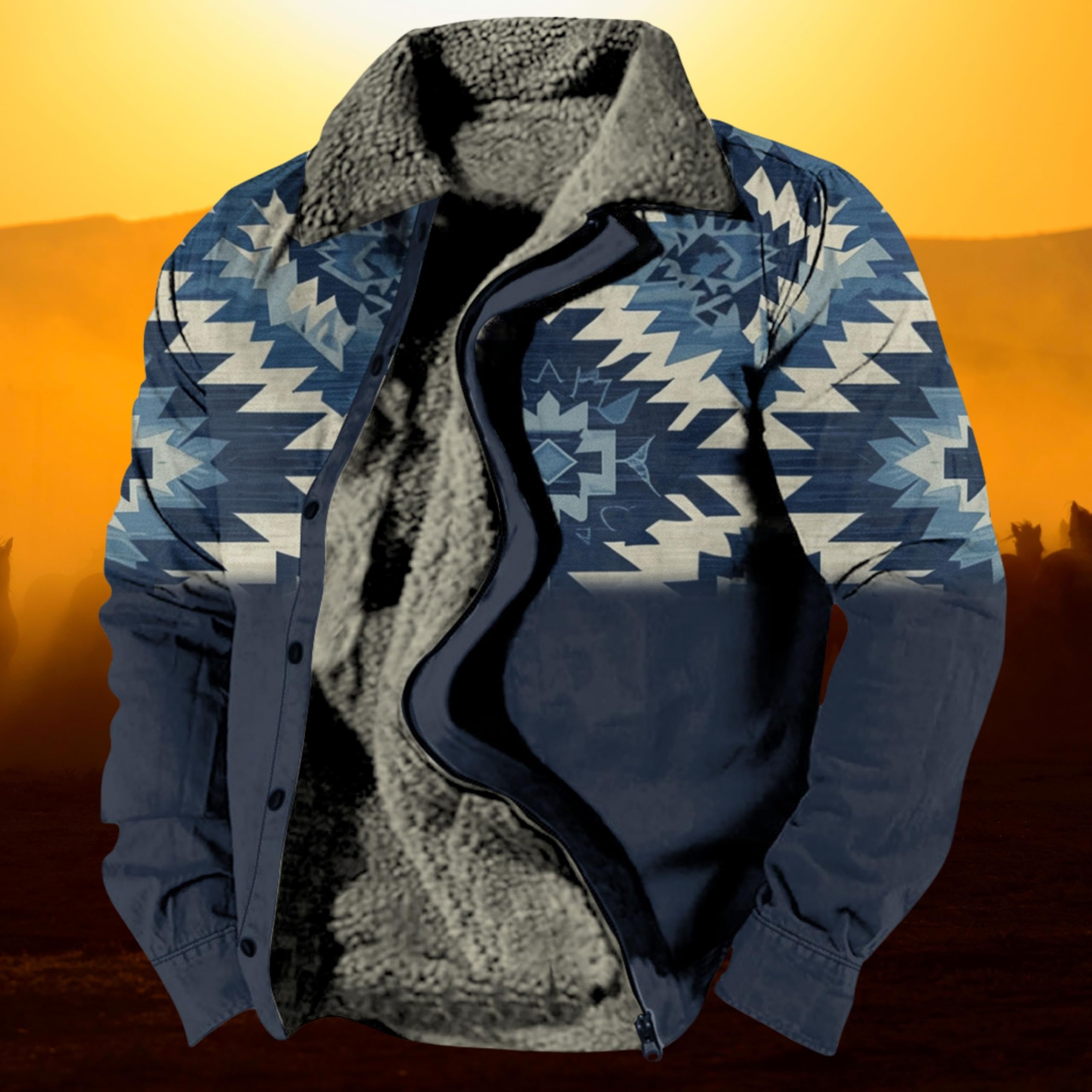 Foto 5 pulgar | Chaqueta Zocavia Western Aztec Fleece Para Hombre Otoño-invierno 4xl - Venta Internacional.