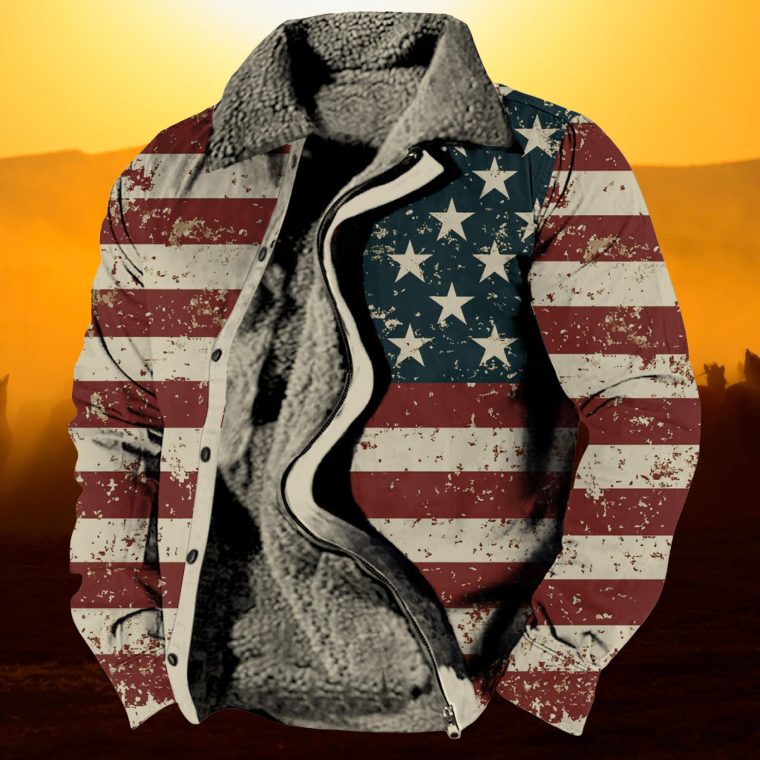 Foto 5 pulgar | Chaqueta Zocavia Western Aztec Fleece Para Hombre Otoño-invierno 4xl - Venta Internacional.