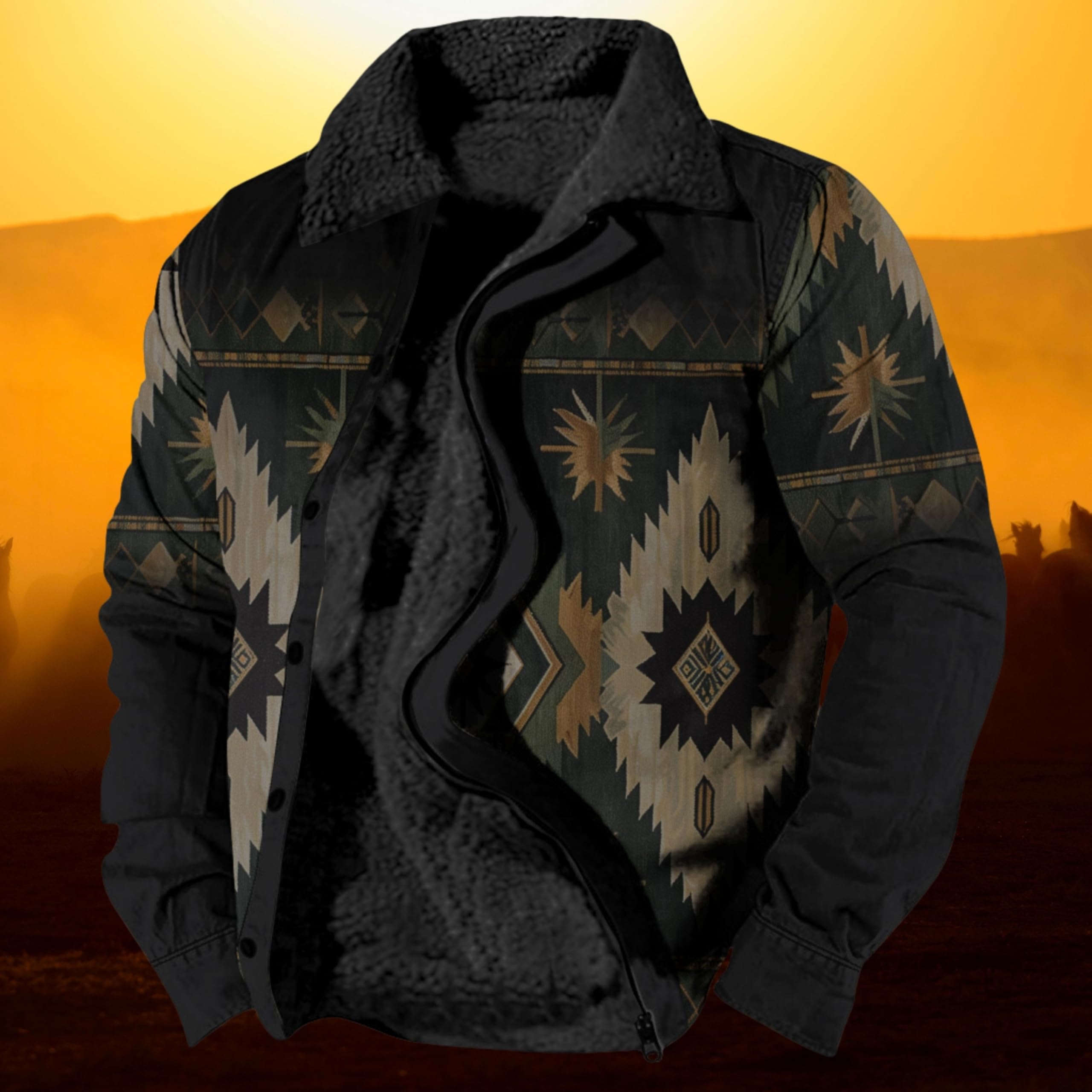 Foto 5 pulgar | Chaqueta Zocavia Western Aztec Fleece Para Hombre Otoño-invierno 2xl - Venta Internacional.