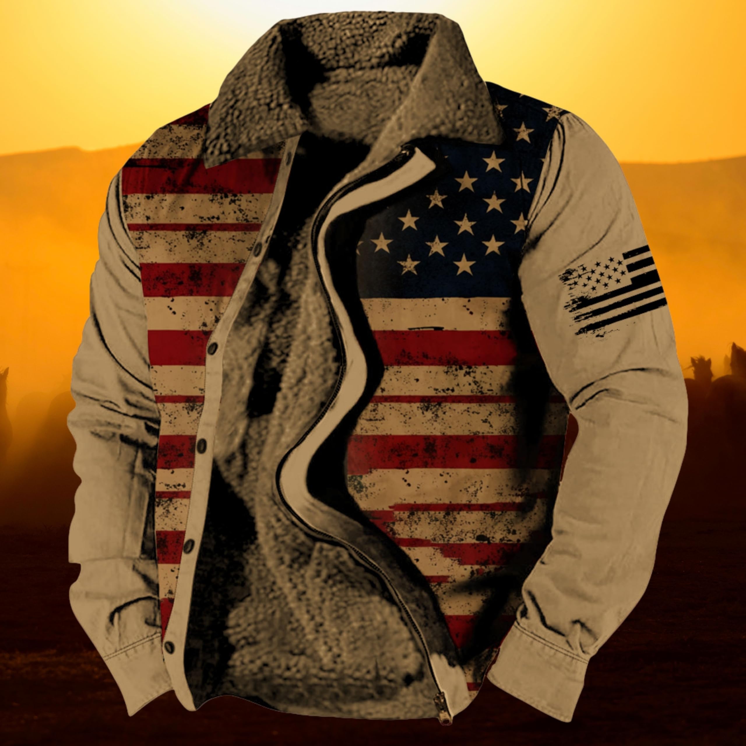 Foto 4 | Chaqueta Zocavia Western Aztec Fleece Para Hombre Otoño-invierno - Venta Internacional.