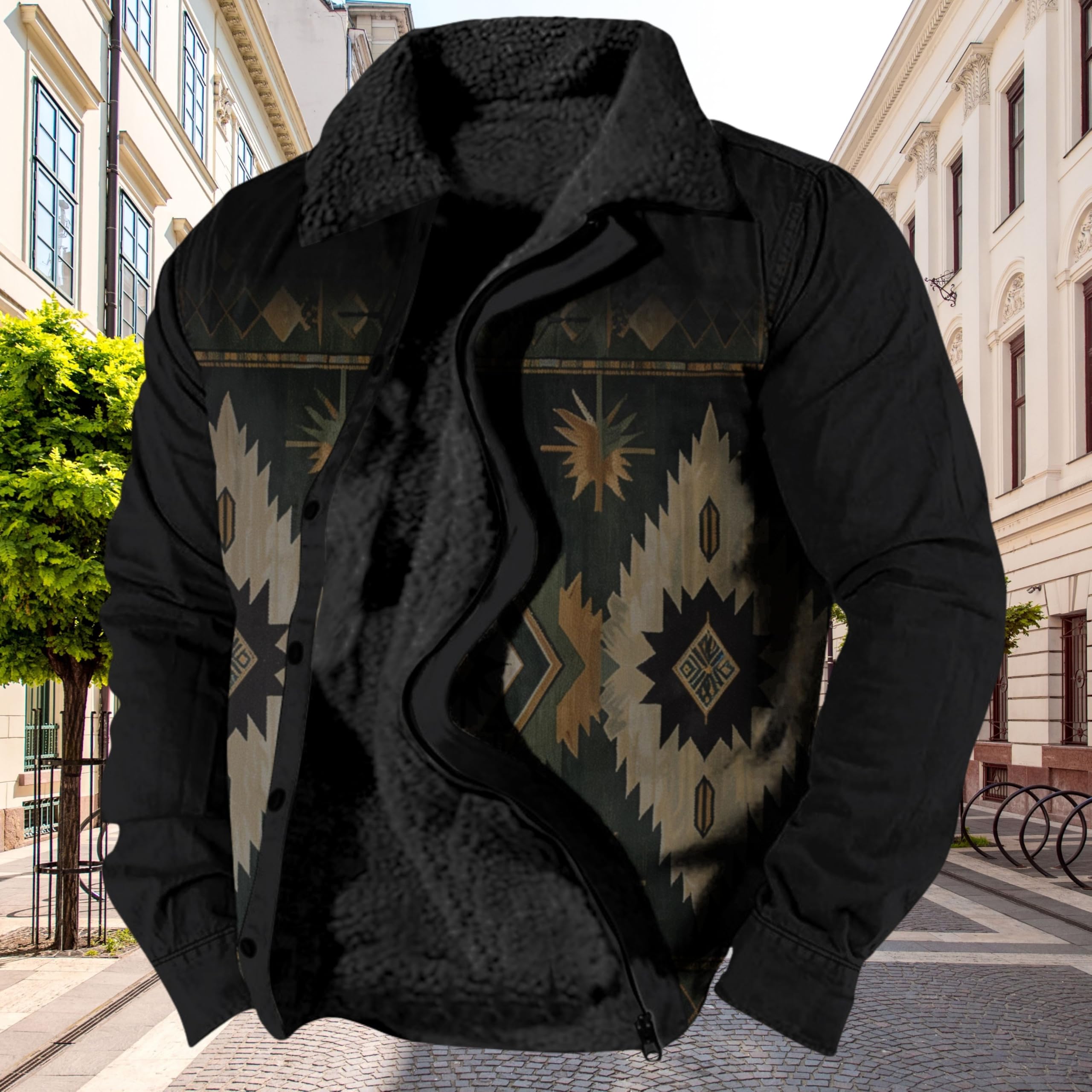 Foto 2 | Chaqueta Zocavia Western Aztec Fleece Para Hombre Otoño-invierno 2xl - Venta Internacional.