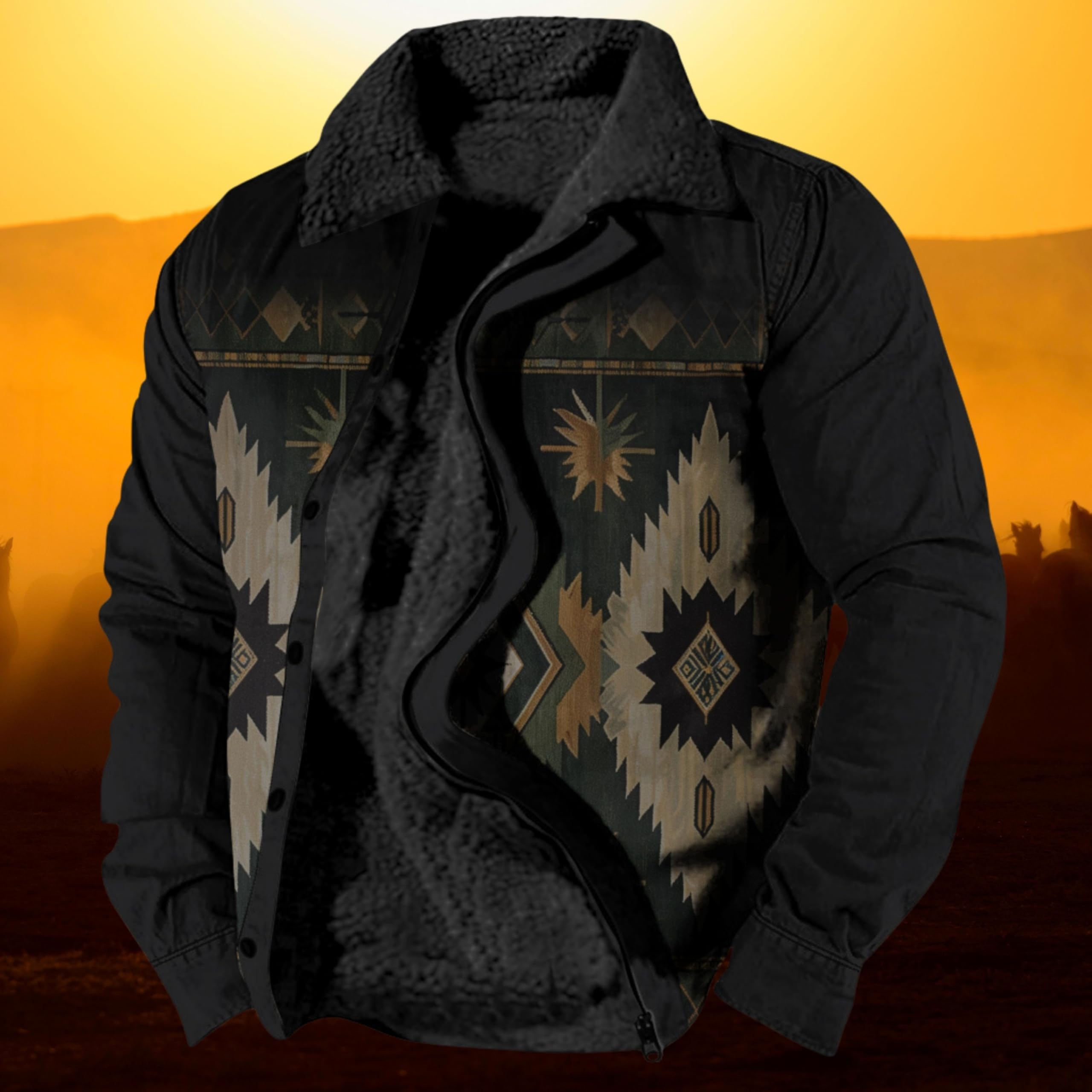 Foto 4 | Chaqueta Zocavia Western Aztec Fleece Para Hombre Otoño-invierno 2xl - Venta Internacional.