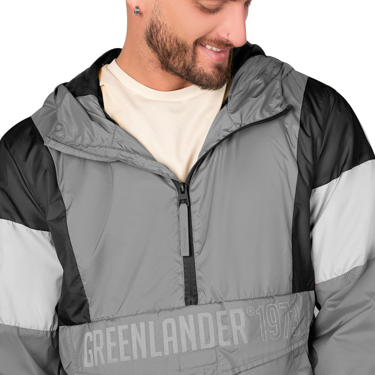 Foto 4 pulgar | Chamarra Greenlander  Rompevientos Color Gris Con Negro Para Hombre