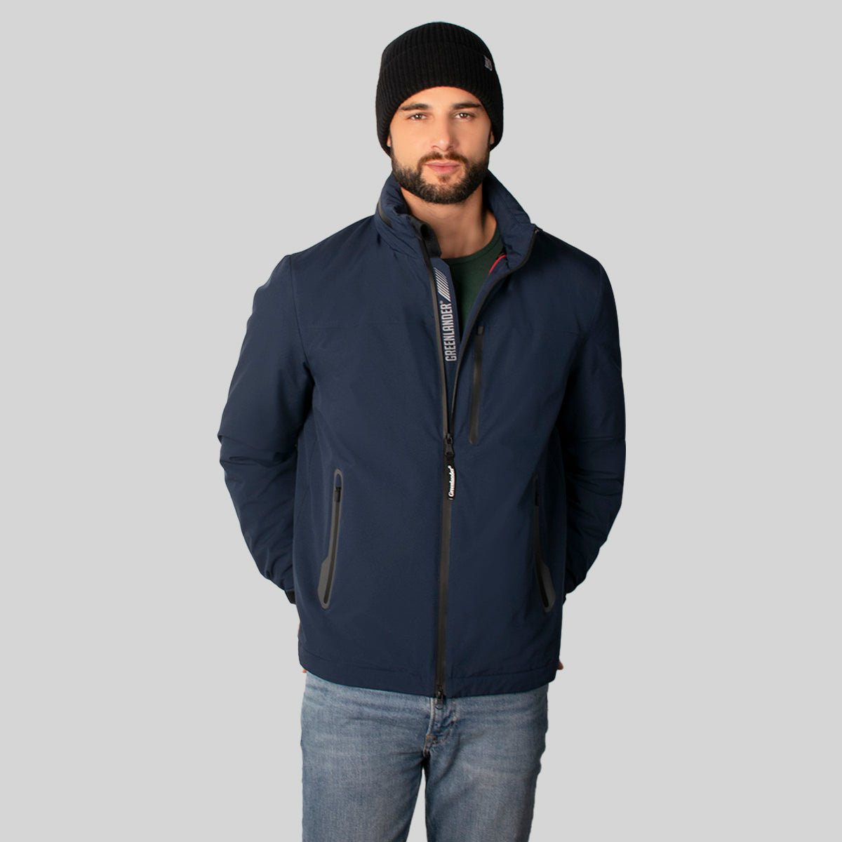 Foto 2 pulgar | Chamarra Greenlander Rompevientos Con Gorro Oculto Color Azul Marino Para Hombre