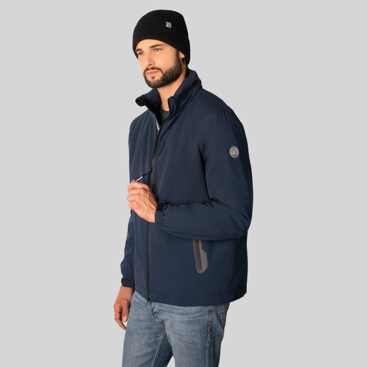 Foto 5 pulgar | Chamarra Greenlander Rompevientos Con Gorro Oculto Color Azul Marino Para Hombre