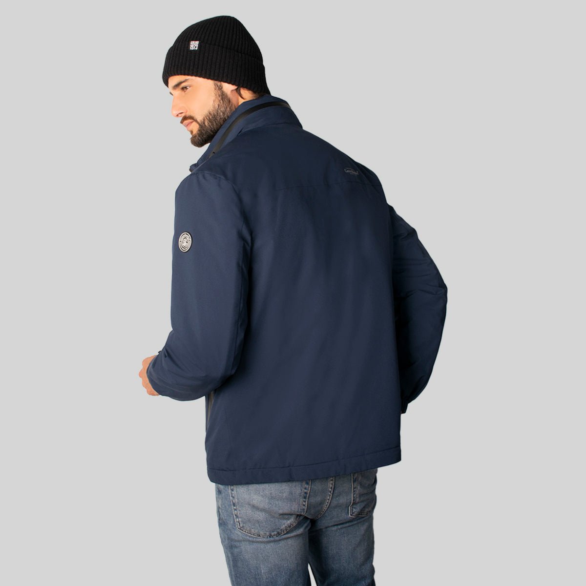 Foto 7 pulgar | Chamarra Greenlander Rompevientos Con Gorro Oculto Color Azul Marino Para Hombre