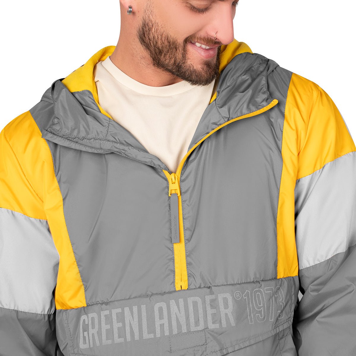 Foto 5 pulgar | Chamarra Greenlander  Rompevientos Color Gris Con Amarillo Para Hombre