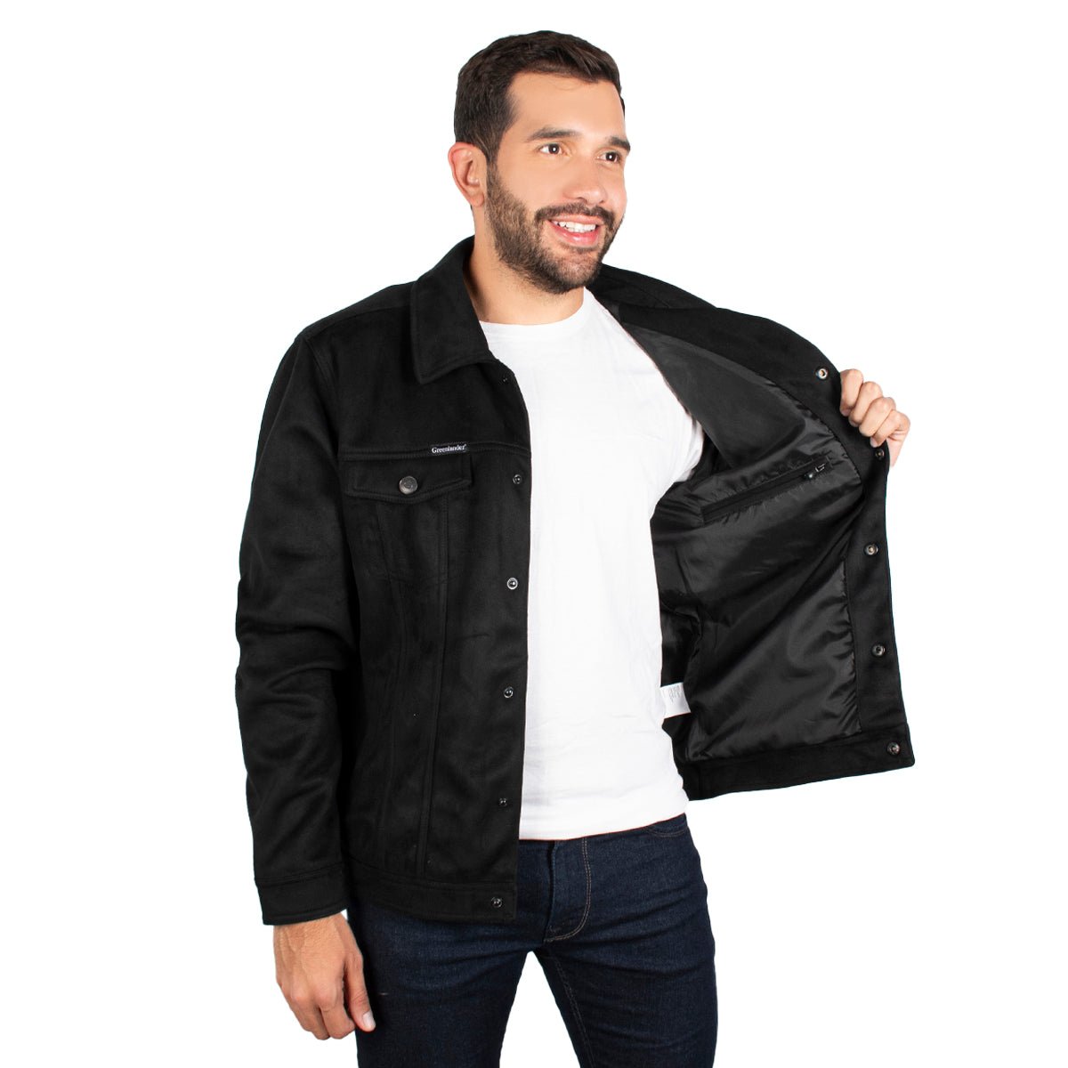 Foto 2 | Chamarra Greenlander Gamuza Elegante Color Negro Para Hombre