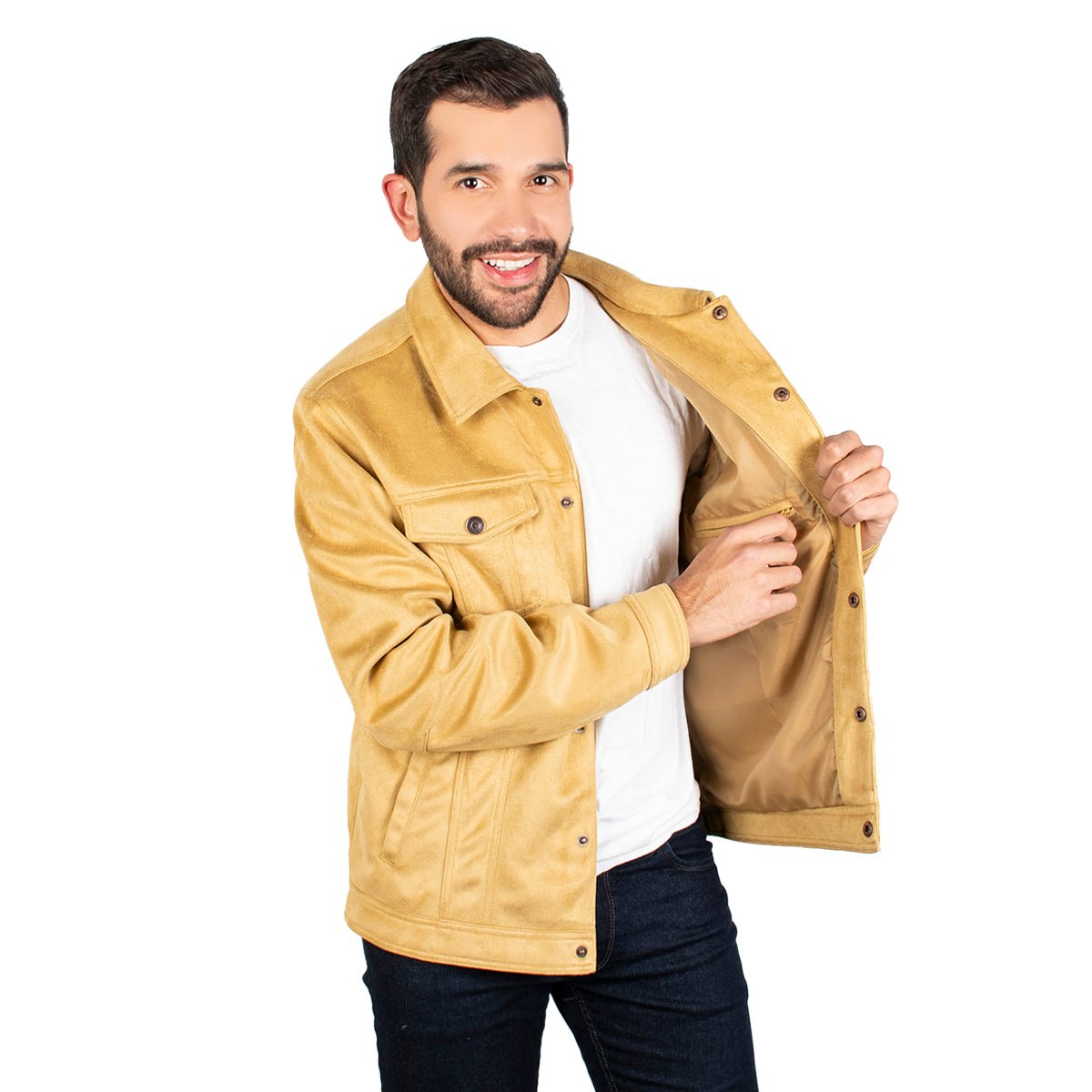 Foto 3 pulgar | Chamarra Greenlander Gamuza Elegante Color Beige Para Hombre