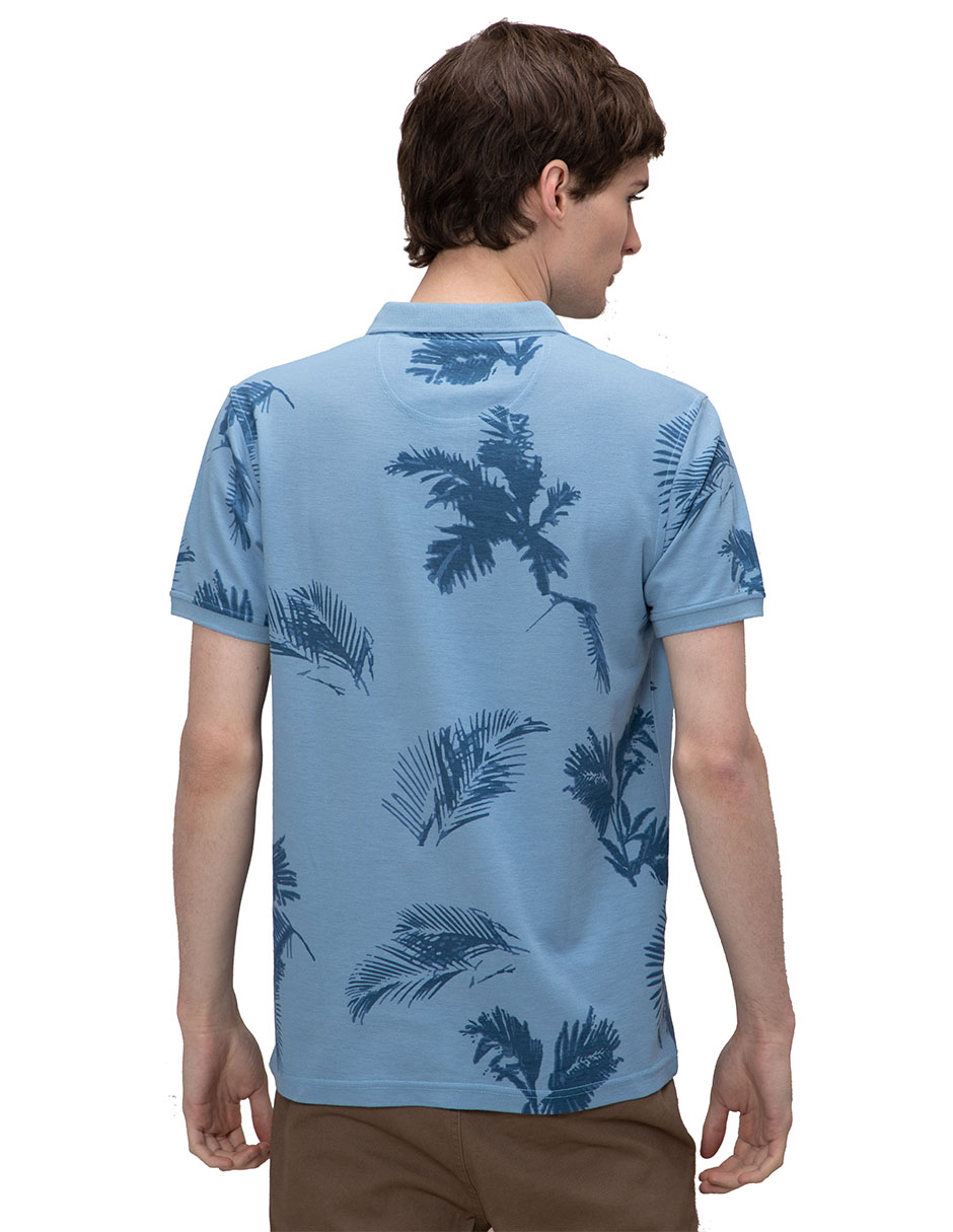 Foto 2 | Playera Estampada Regular Fit De Cuello Tipo Polo Generra 218706 color Azul