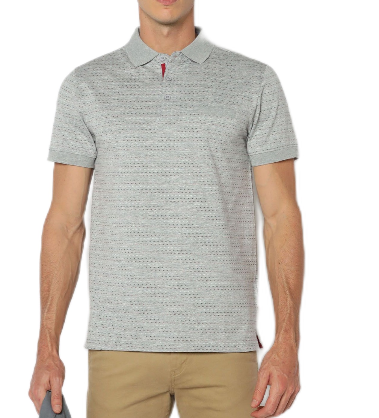 Playera Polo Suave de Hombre Stiches & Riverts color Plateado
