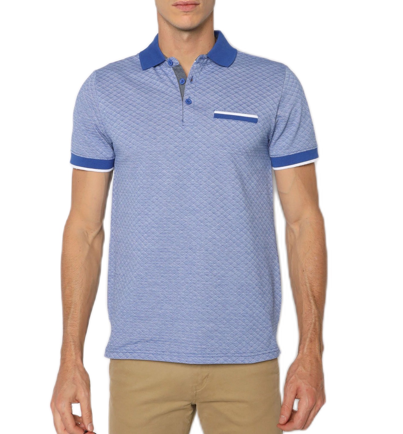 Playera Polo Moderna de Hombre Stiches & Riverts color Azul Royal