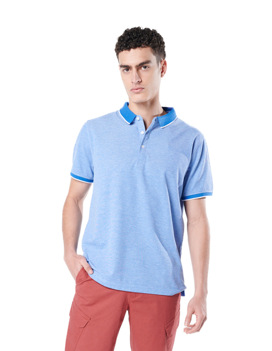 Playera Polo Generra318703 color Azul para Hombre Manga Corta