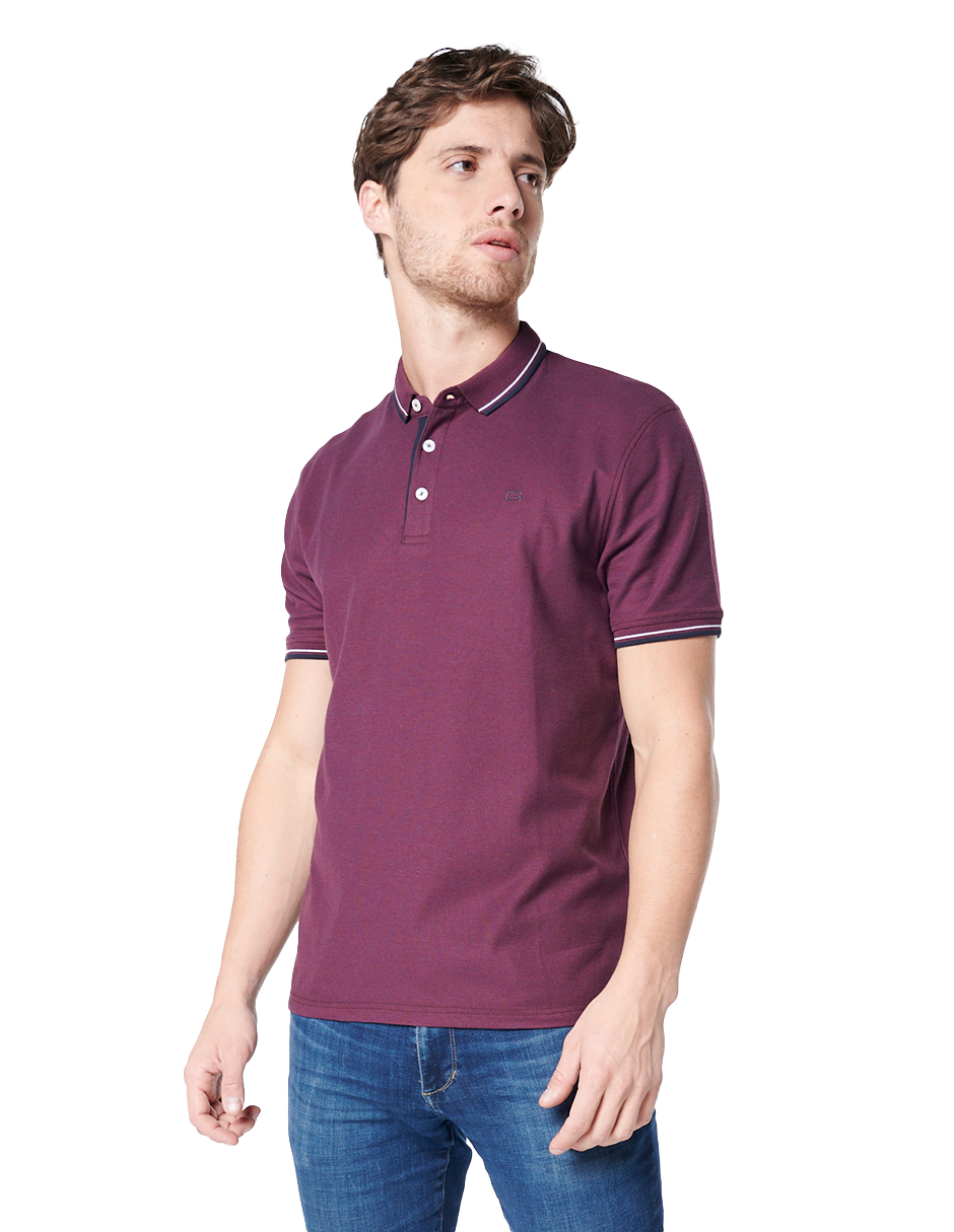 Polo Generra Manga Corta color Vino para Hombre