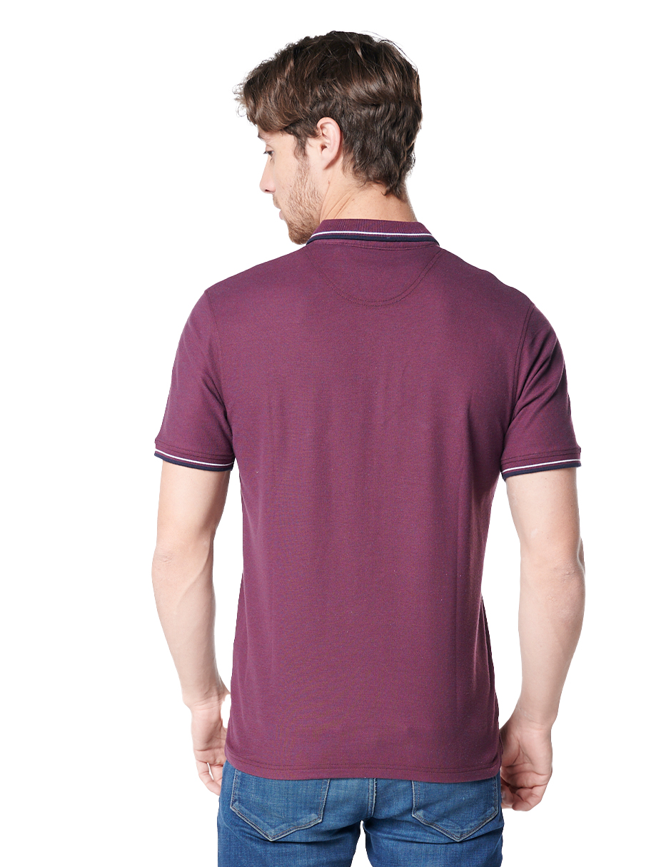 Foto 3 | Polo Generra Manga Corta color Vino para Hombre