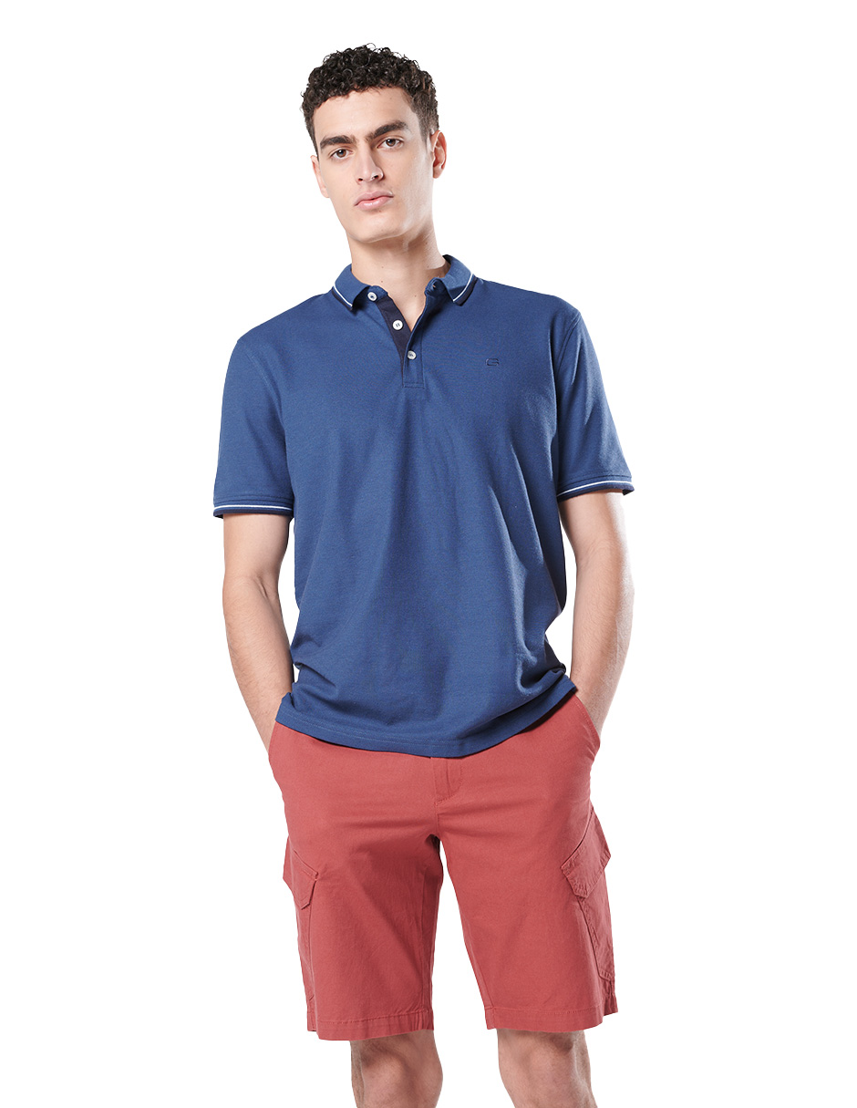 Playera Regular Fit Tipo Polo Generra 228703 color Azul Manga Corta