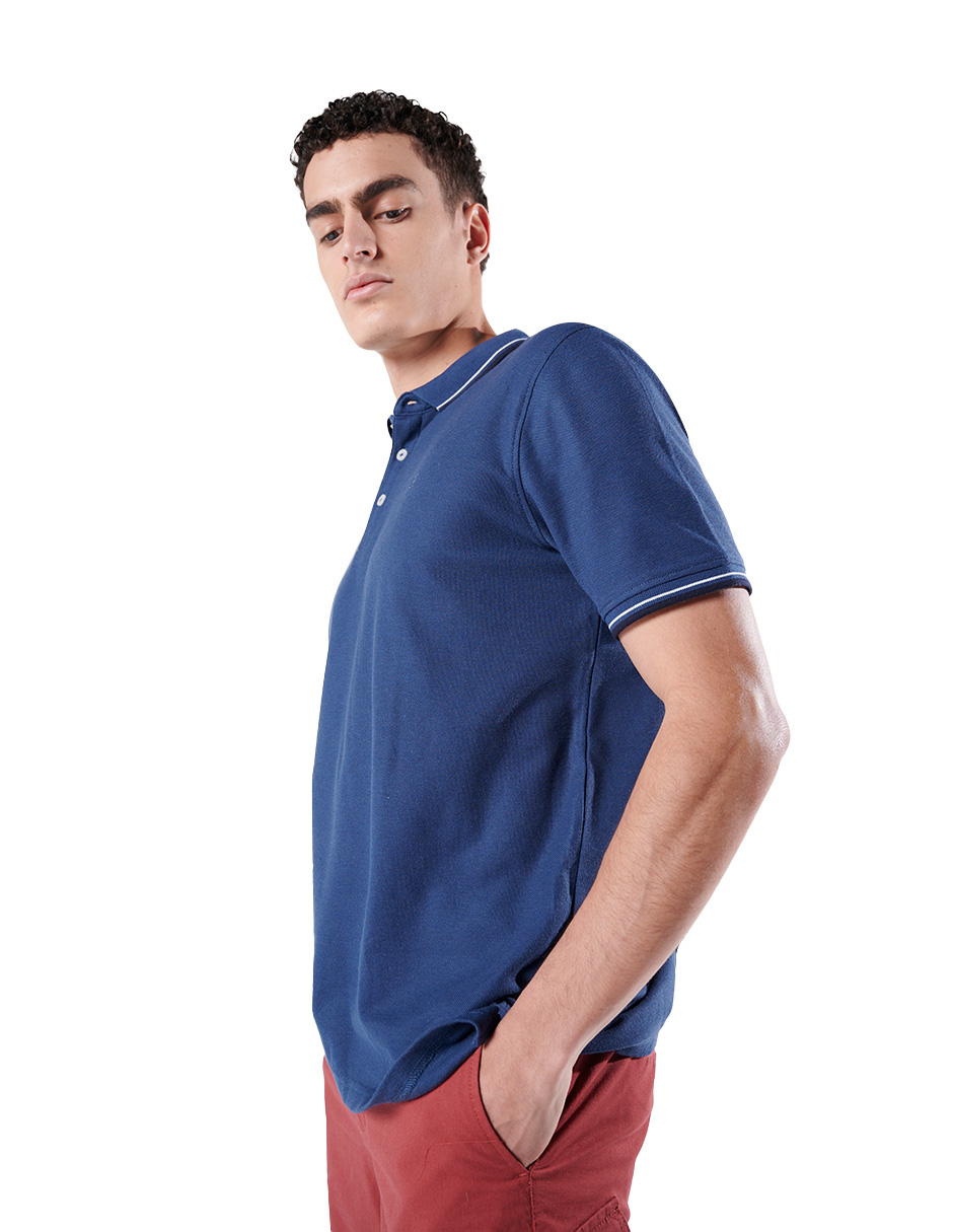 Foto 2 | Playera Regular Fit Tipo Polo Generra 228703 color Azul Manga Corta