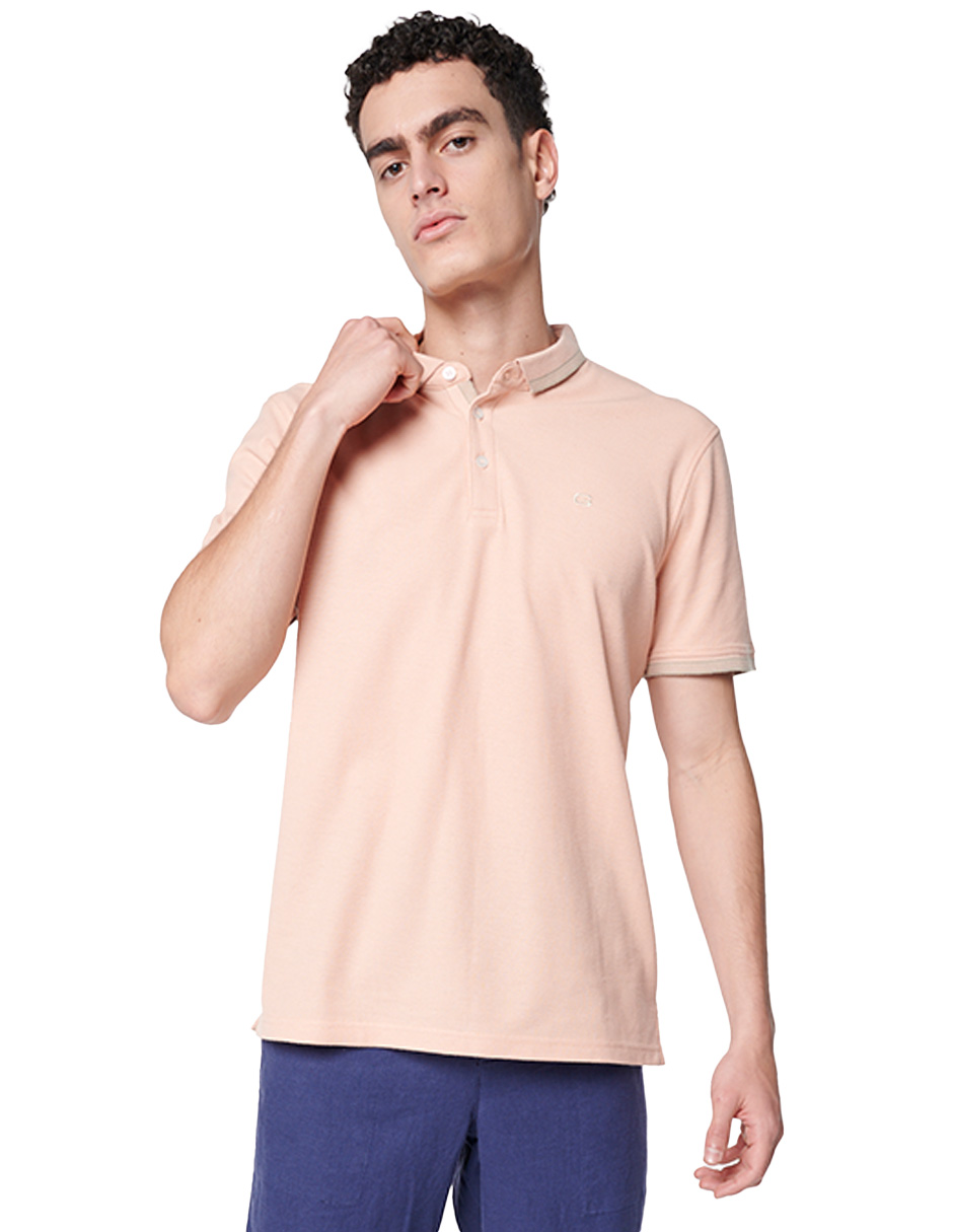 Polo Generra Manga Corta color Coral para Hombre