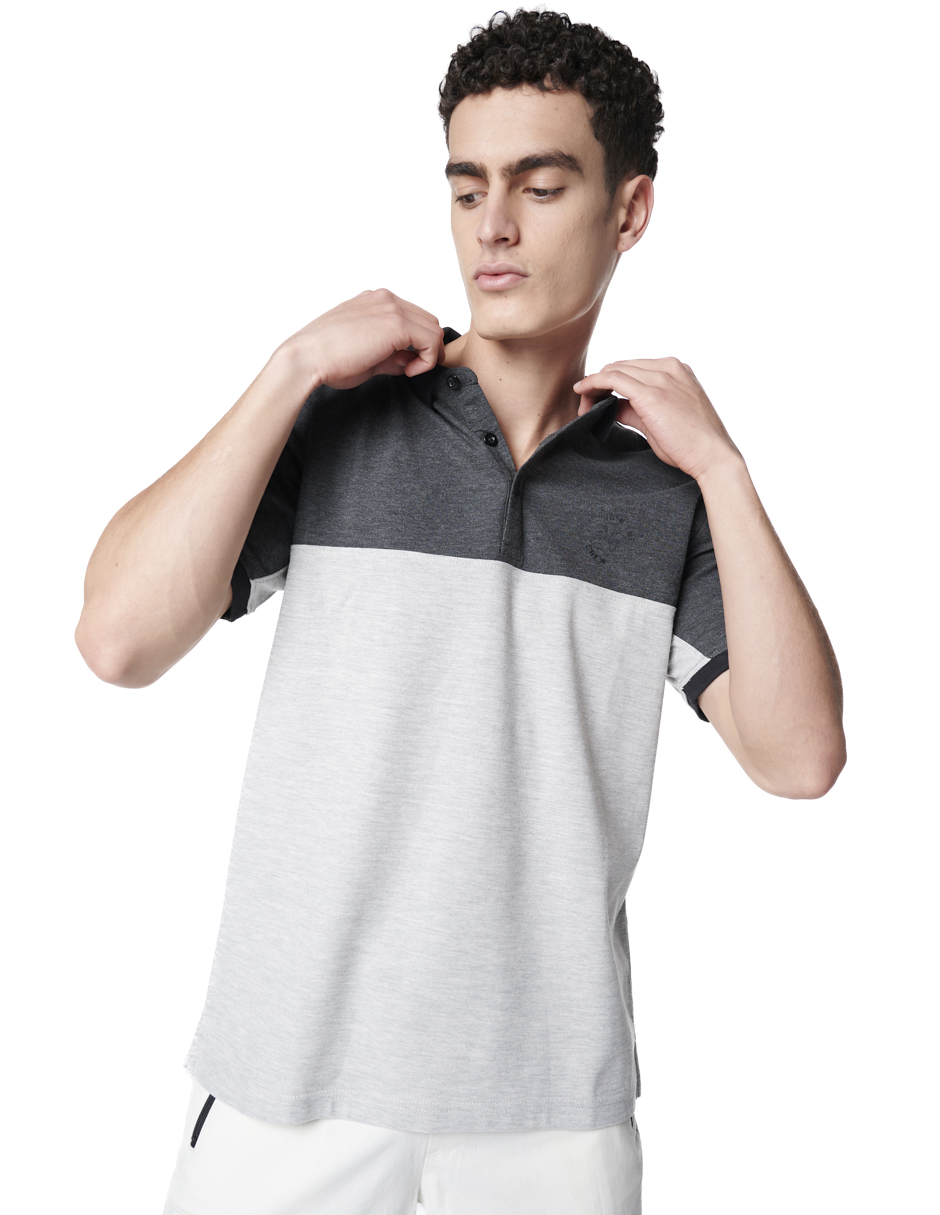 Playera Polo Manga Corta Generra 318706 color Gris para Hombre