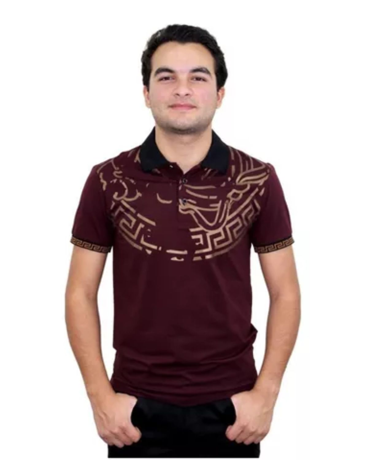 Foto 4 pulgar | Playera Polo Pavini P-2054-burgundy color Vino para Hombre