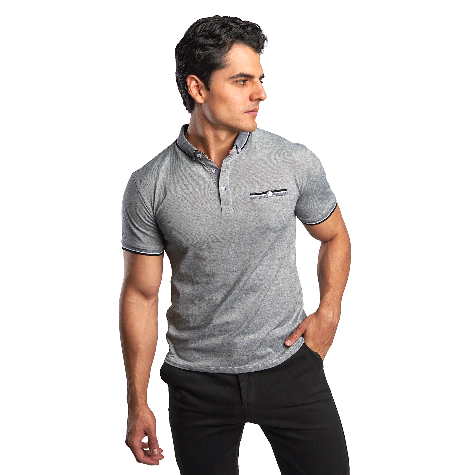 Foto 2 pulgar | Playera Tipo Polo Para Hombre Comoda Botones Moda Slim Fit Chb Chili Beans Color Gris