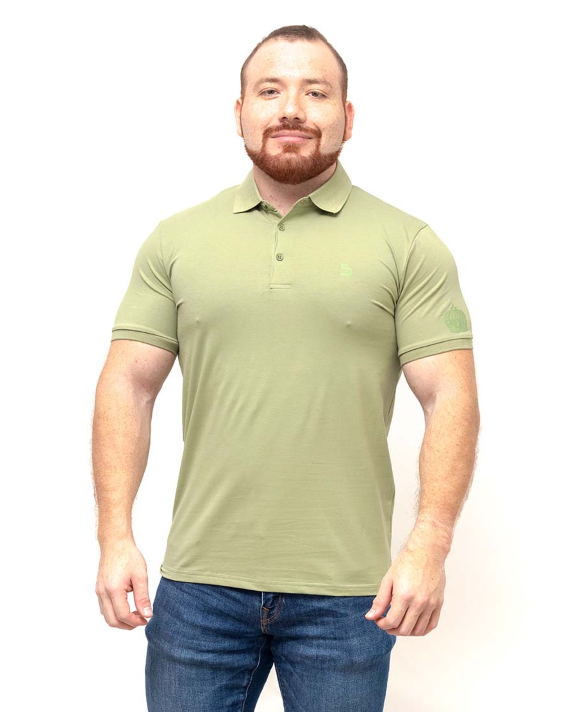 Playera Tipo Polo Benziny PC8001 color Verde para Hombre