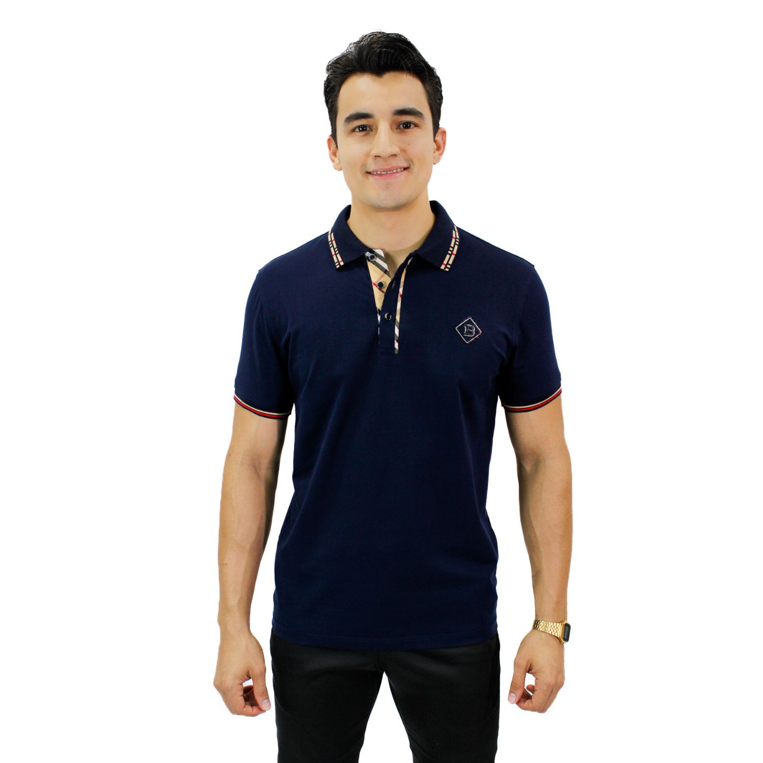 Playera Polo Hugo Valentino P-3010 color Azul para Caballero