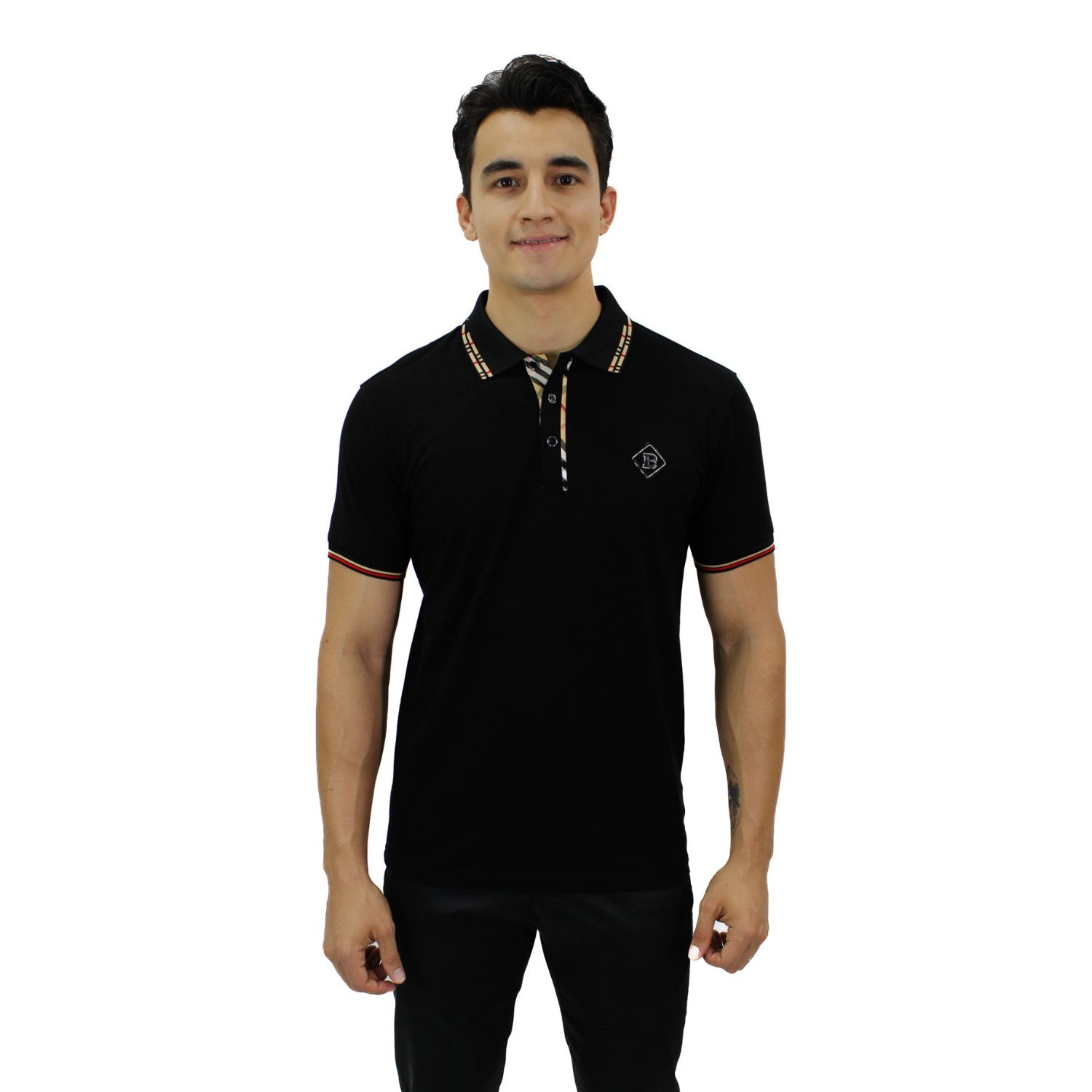 Foto 2 pulgar | Playera Polo Hugo Valentino P-3010 color Negro para Caballero