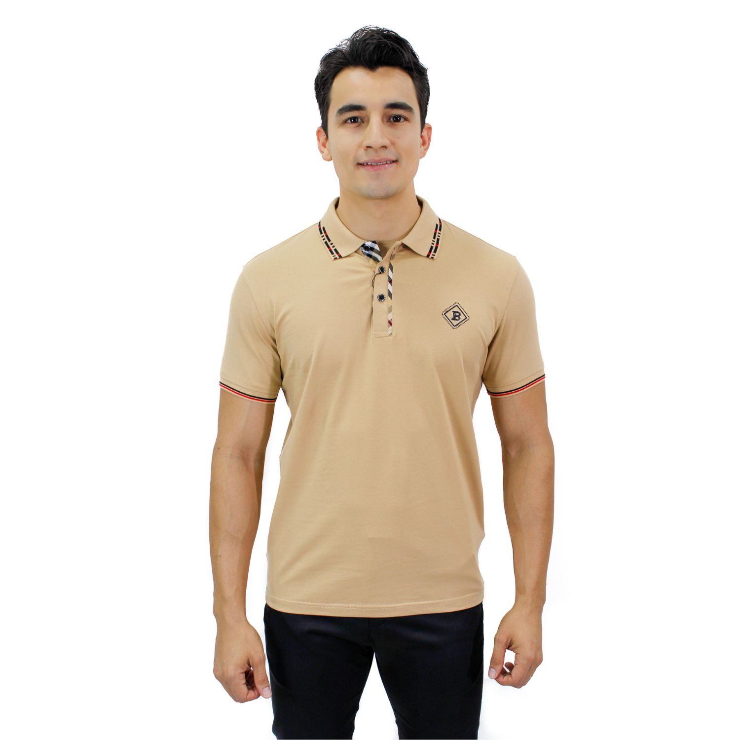 Foto 2 pulgar | Playera Polo Hugo Valentino P-3010 color Beige para Caballero