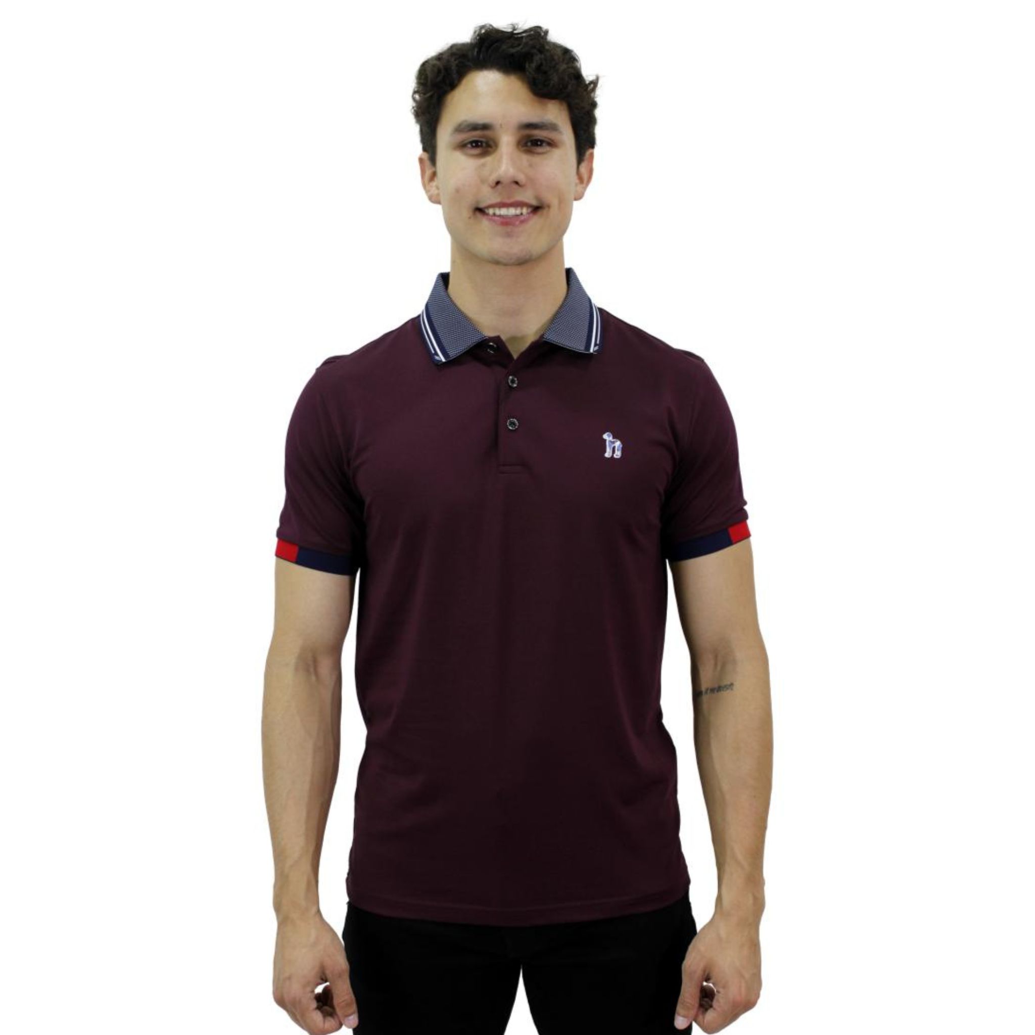 Foto 2 pulgar | Playera Tipo Polo Pavini P-3020-Burgundy color Vino para Caballero