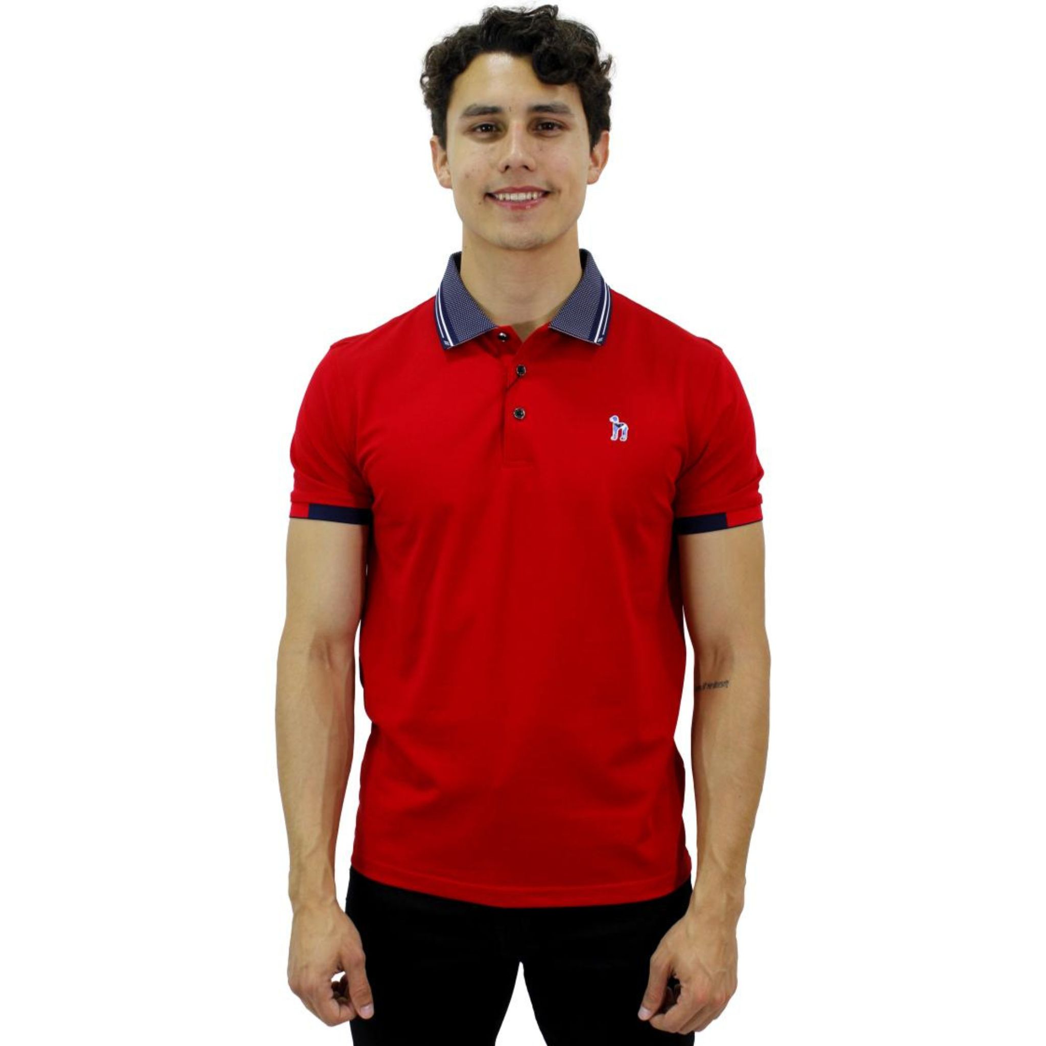 Playera Pavini Tipo Polo De Caballero Lisa Red P-3020