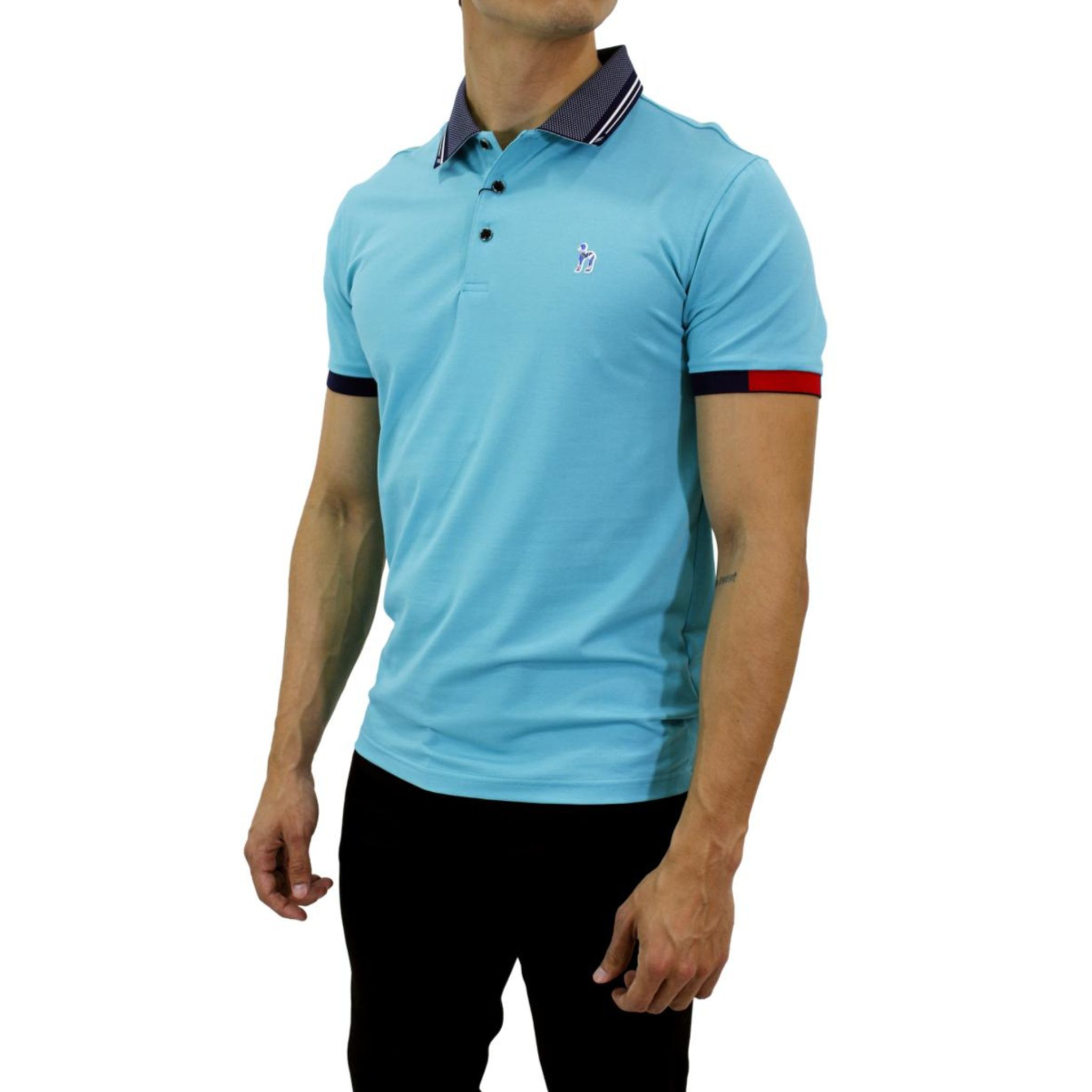 Foto 2 | Playera Pavini Tipo Polo De Caballero Lisa Teal P-3020