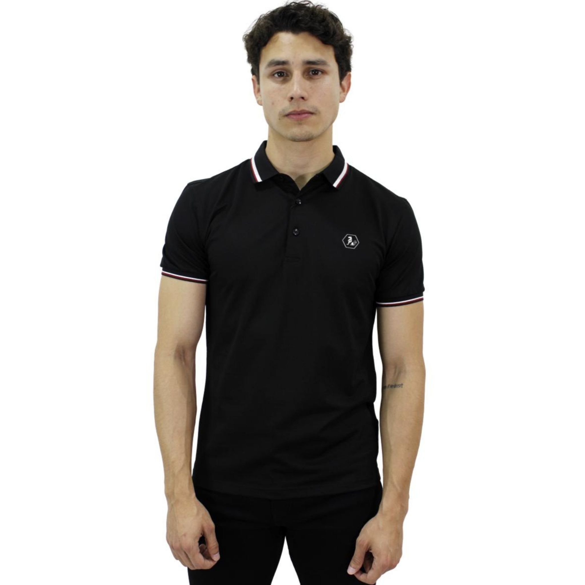 Foto 2 pulgar | Playera Polo Pavini Hv-45-black color Negro para Hombre