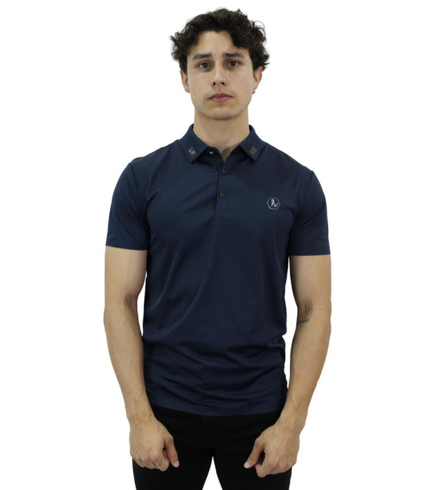 Foto 2 pulgar | Playera Polo Hugo Valentino HV-49-NAVY Azul para Hombre