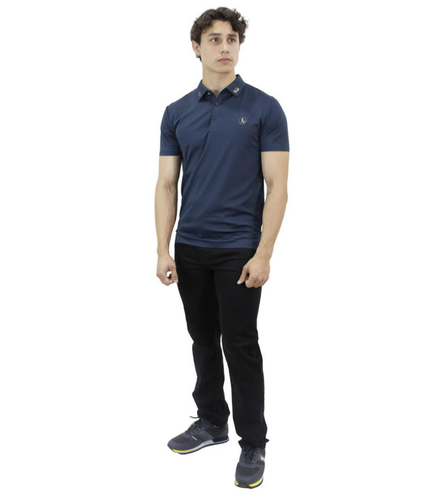 Foto 3 pulgar | Playera Polo Hugo Valentino HV-49-NAVY Azul para Hombre